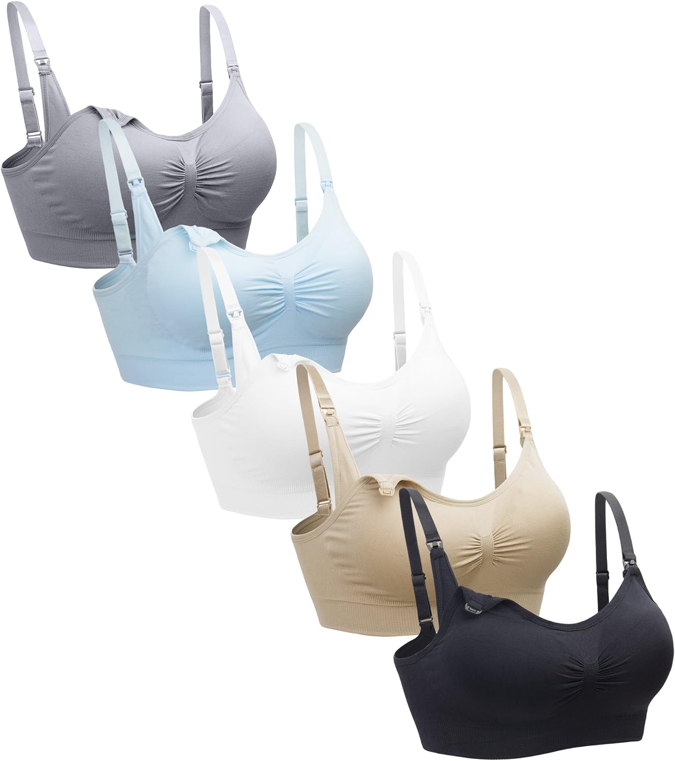 Suekaphin 5PACK Nursing Bra Wireless Bra Women's Sleeping Maternity Bra Breastfe...