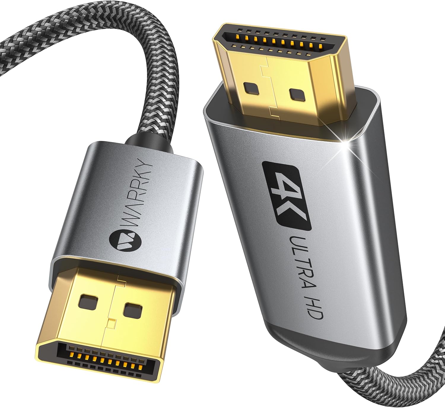 Warrky 4K DisplayPort to HDMI Cable 6FT [Metal Case, Nylon Cable] One-Way Transm...