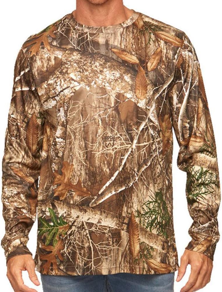 Realtree Men's Essential Camo Lightweight Performance Long Sleeve Shirt Large Re...
