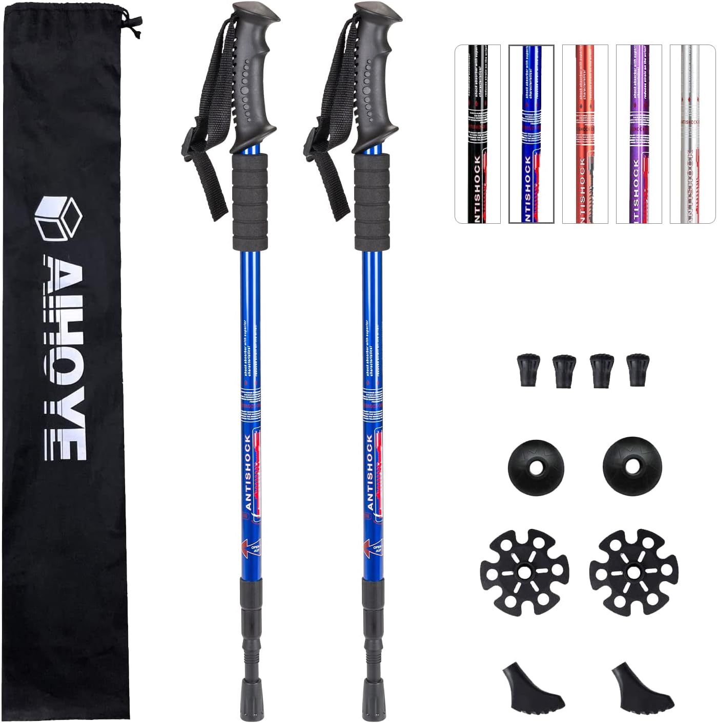 Aihoye Hiking Trekking Poles, 2 Pack Collapsible,Lightweight, Anti Shock, Hiking...