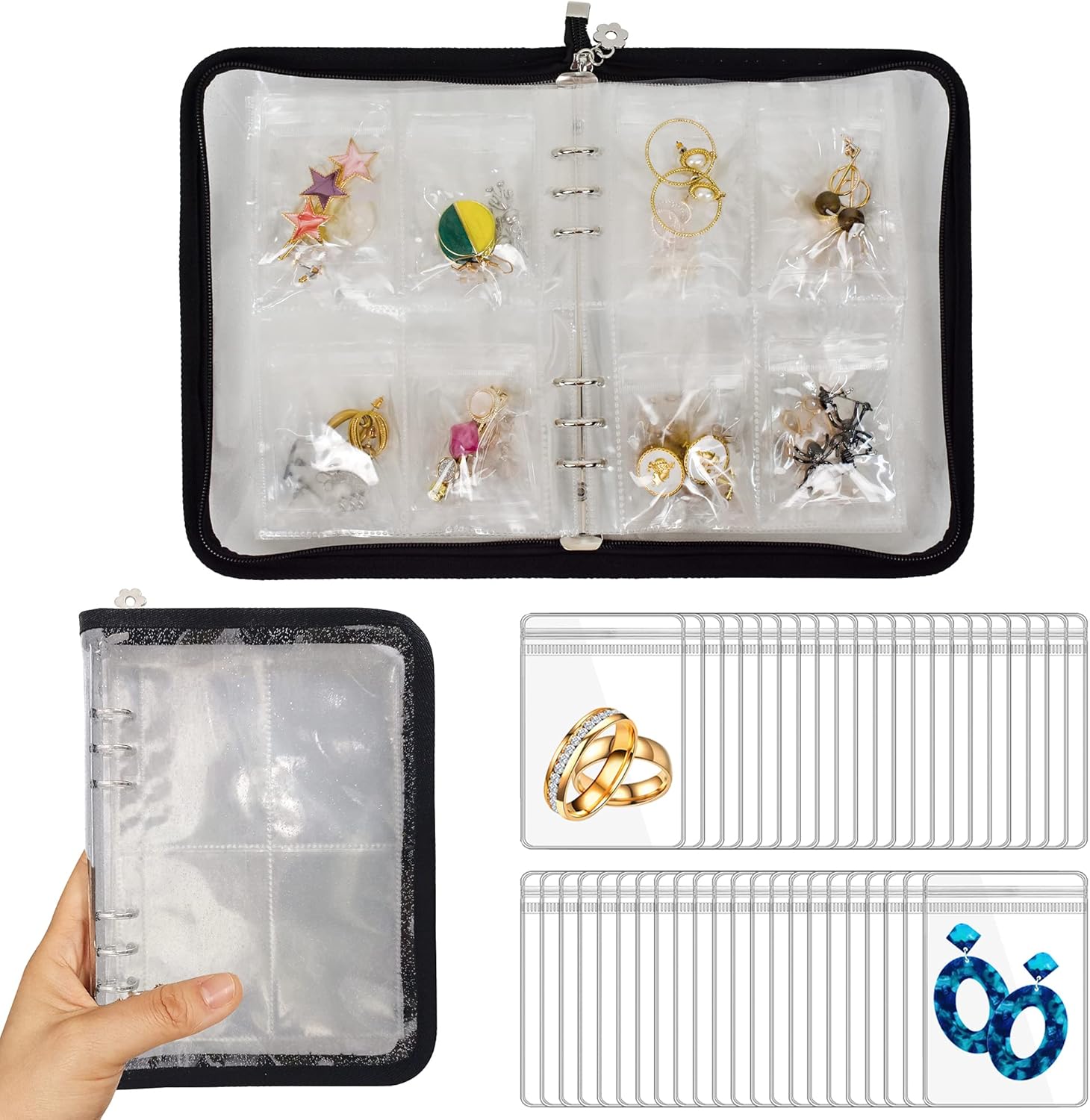 Earring Organizer Case Travel Jewelry Organizer Transparent Jewelry Storage Book...