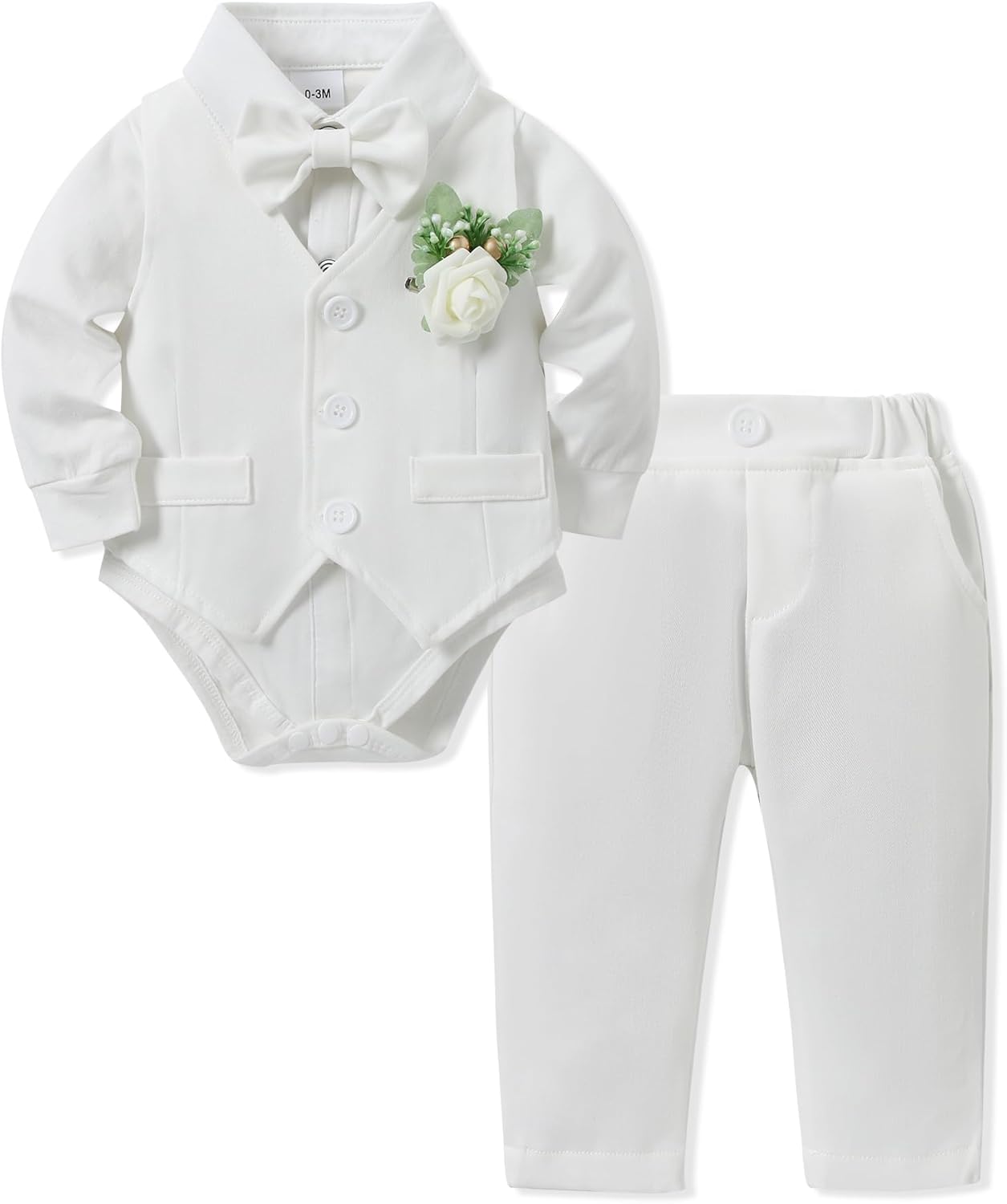SANMIO Baby Boy Clothes Suits Infant Gentleman Outfit Collared Dress Shirt+Vest+...