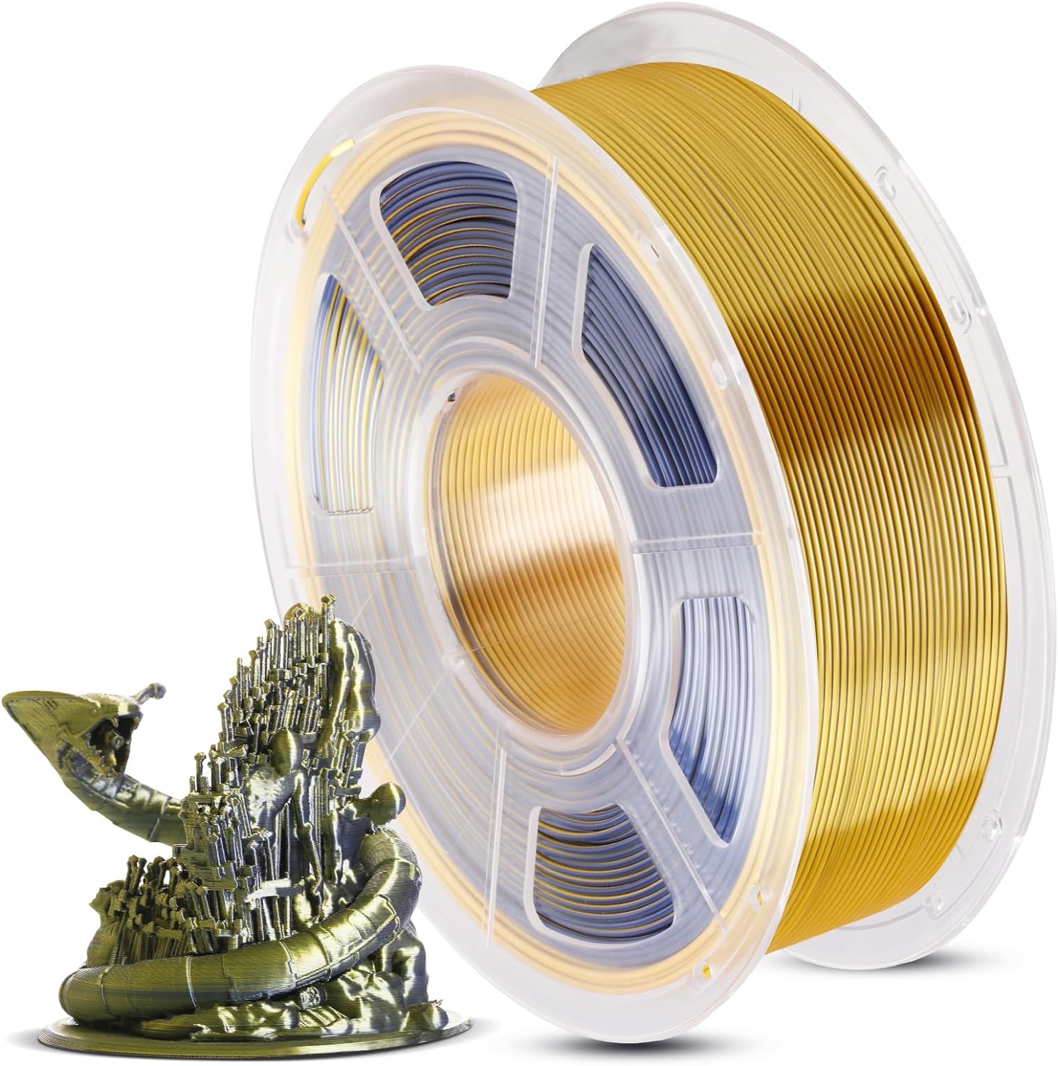 ANYCUBIC Silk PLA Filament 1.75mm 1KG, Shiny Silk Gradient Dual-Color PLA Filame...