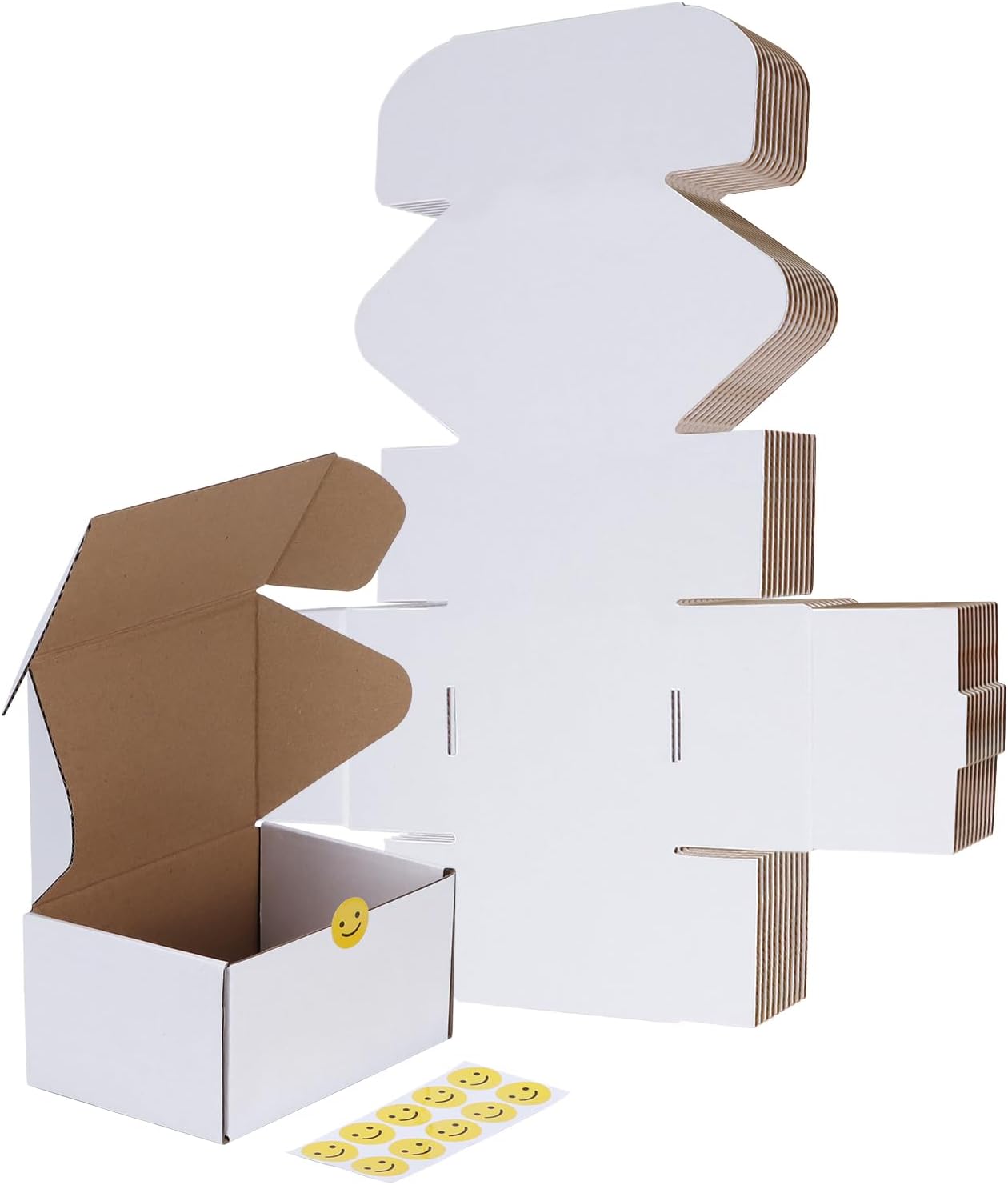 RLAVBL 10 Pack 6x4x3 Small Shipping Boxes, White Corrugated Cardboard Box for Pa...