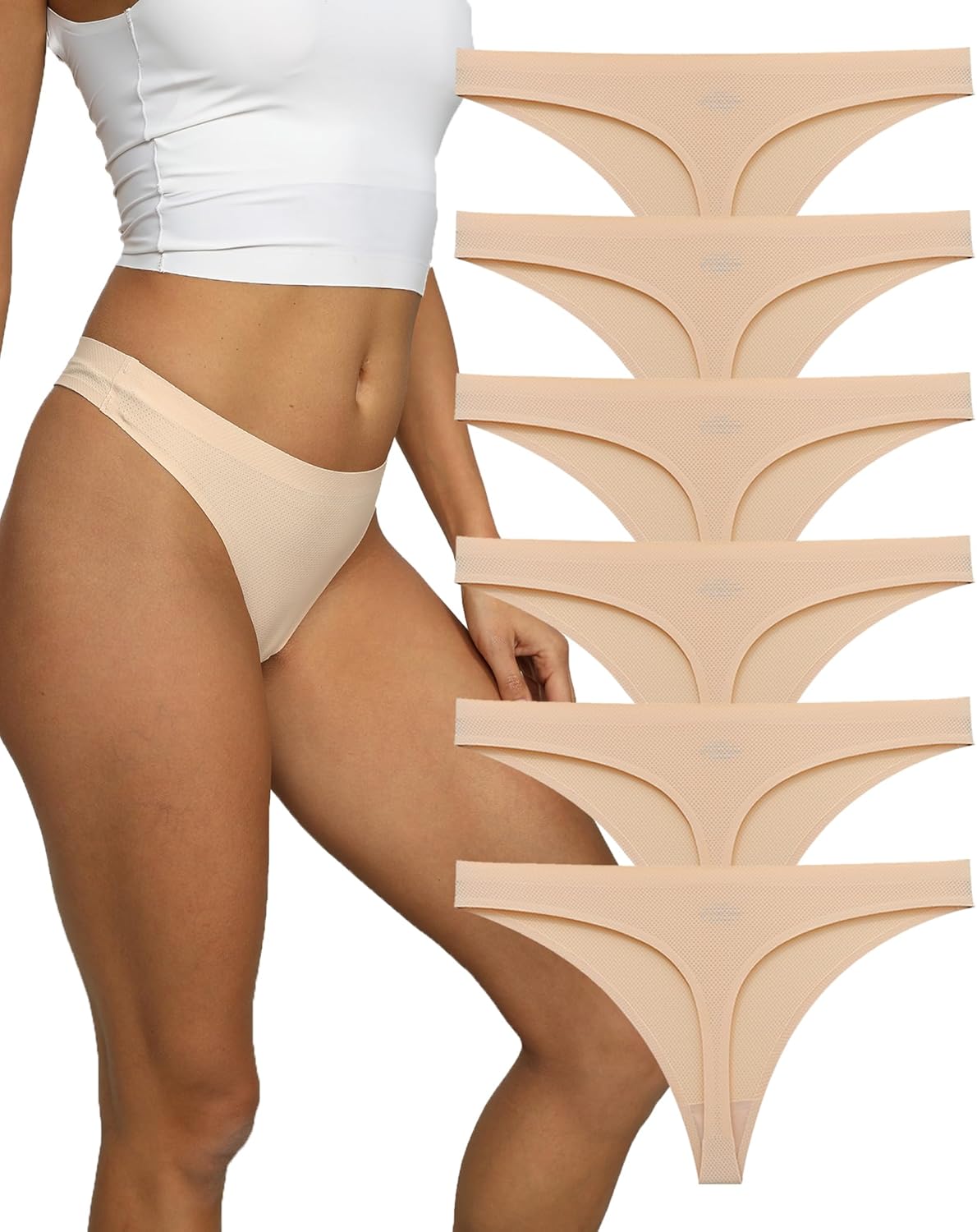 Seamless Thongs, Affordable 10 Pack Thongs for Women, Breathable Thong Underwear...