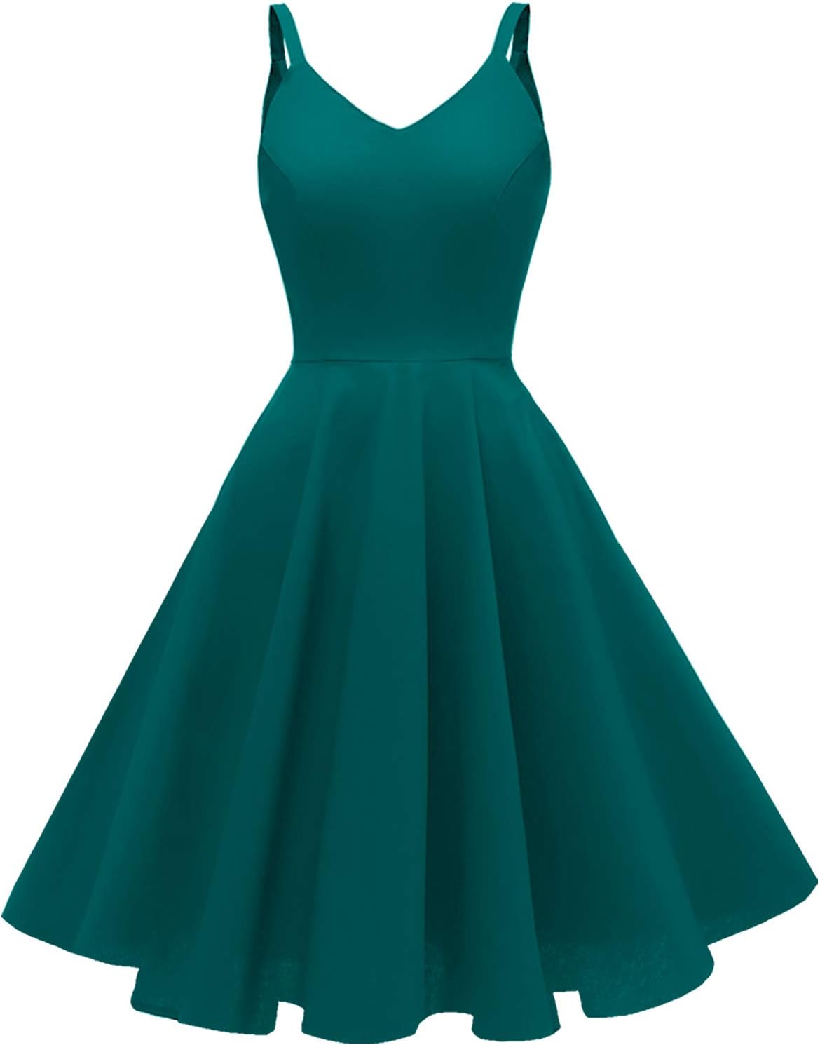 GOOBGS Women's 1950s Retro Vintage Spaghetti Strap Cocktail Swing Dresses with P...