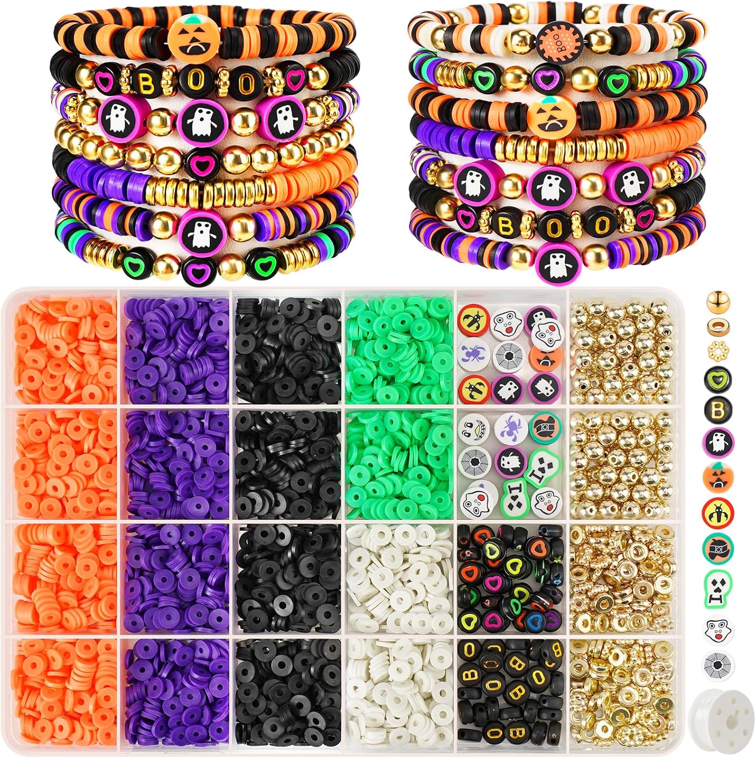 Gionlion 3000 Pcs Halloween Beads for Bracelets, Clay Beads Bracelet Making Kit...