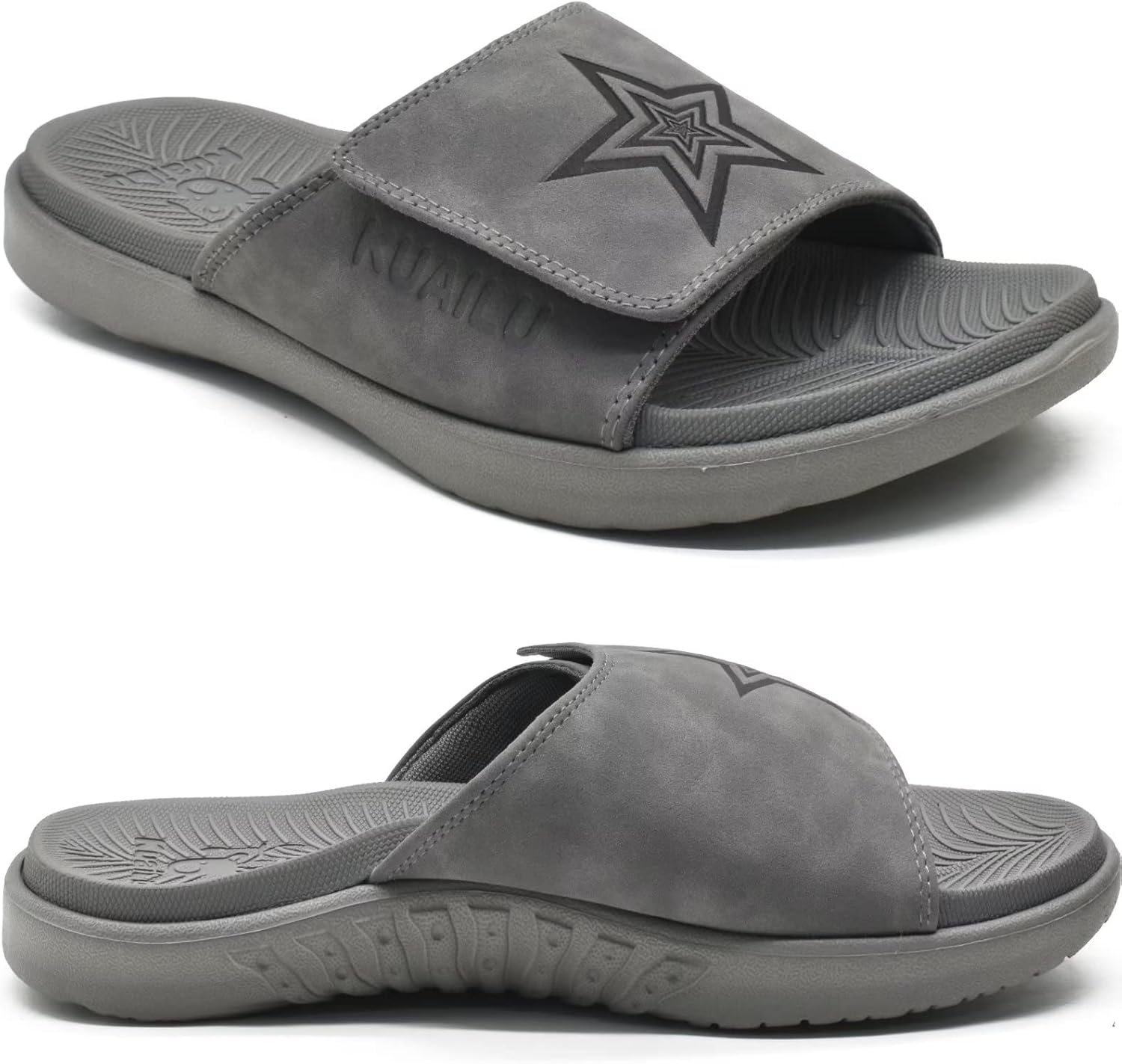 KuaiLu Mens Slides Soft Cushion Sport Sandals with Plantar Fasciitis Arch Suppor...