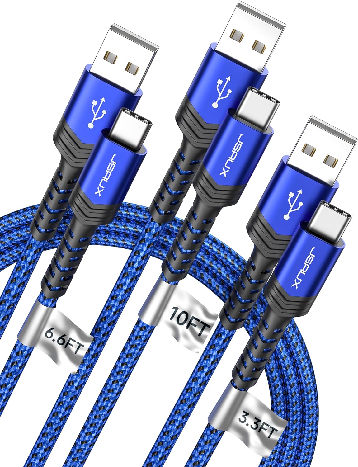JSAUX USB-C Cable Fast Charging 3-Pack(10ft+6.6ft+...