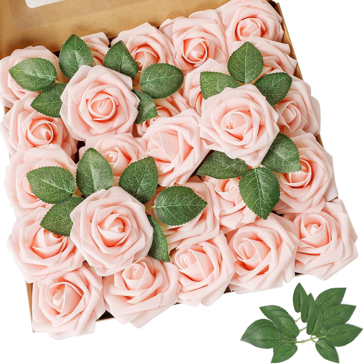 AmyHomie Artificial Flower, Special Blush Pink Rose, Innovative Real Looking Fak...