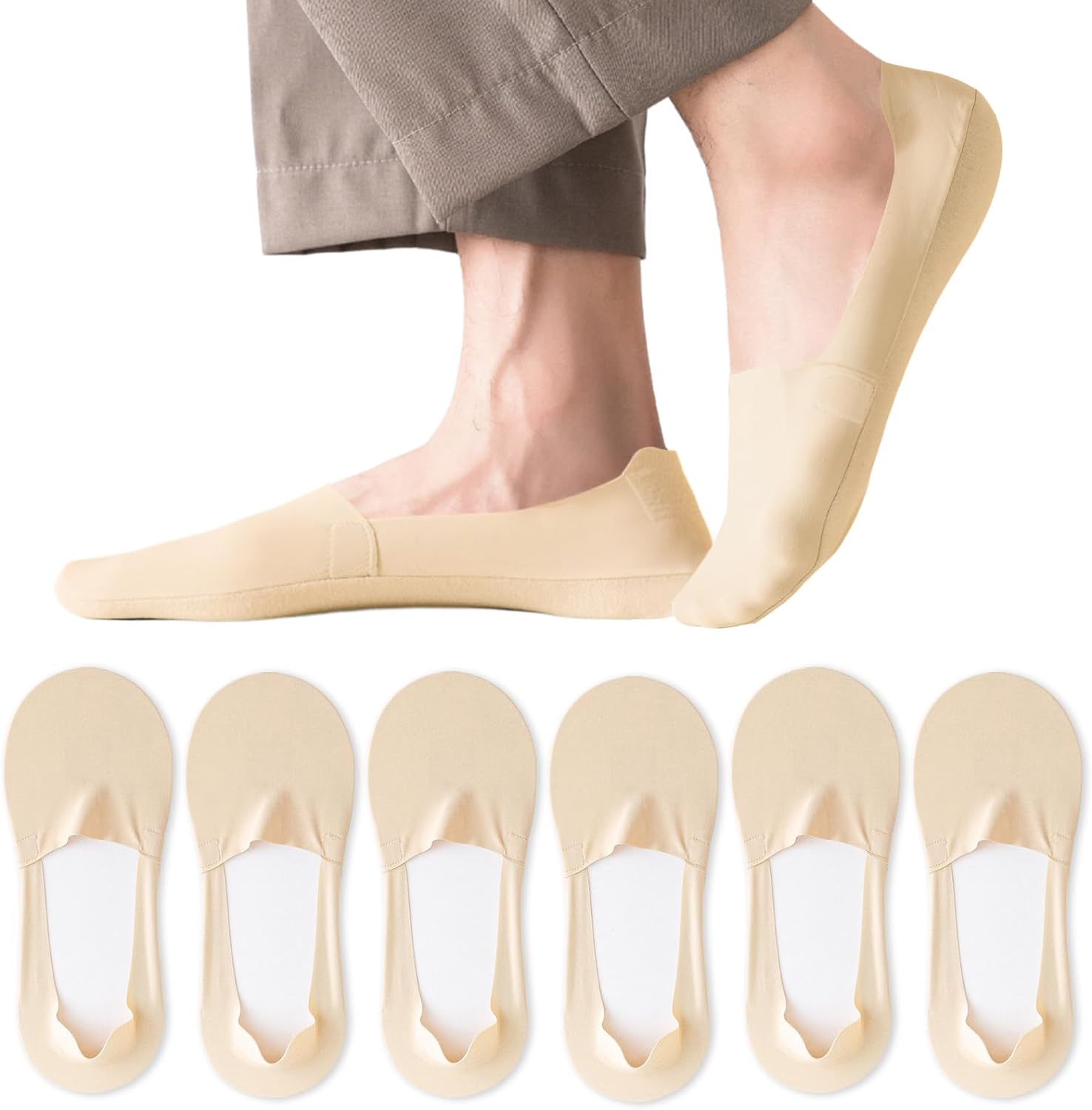 Caudblor Men Thin No Show Socks for Loafer, Invisible Low Cut Liners No See Non...