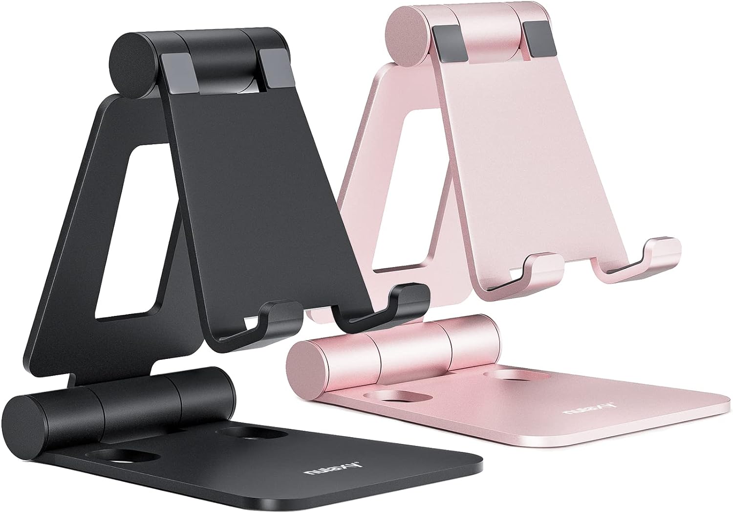 NULAXY Dual Folding Phone Stand for Desk 2 Pack, Fully Adjustable Mobile Phone H...