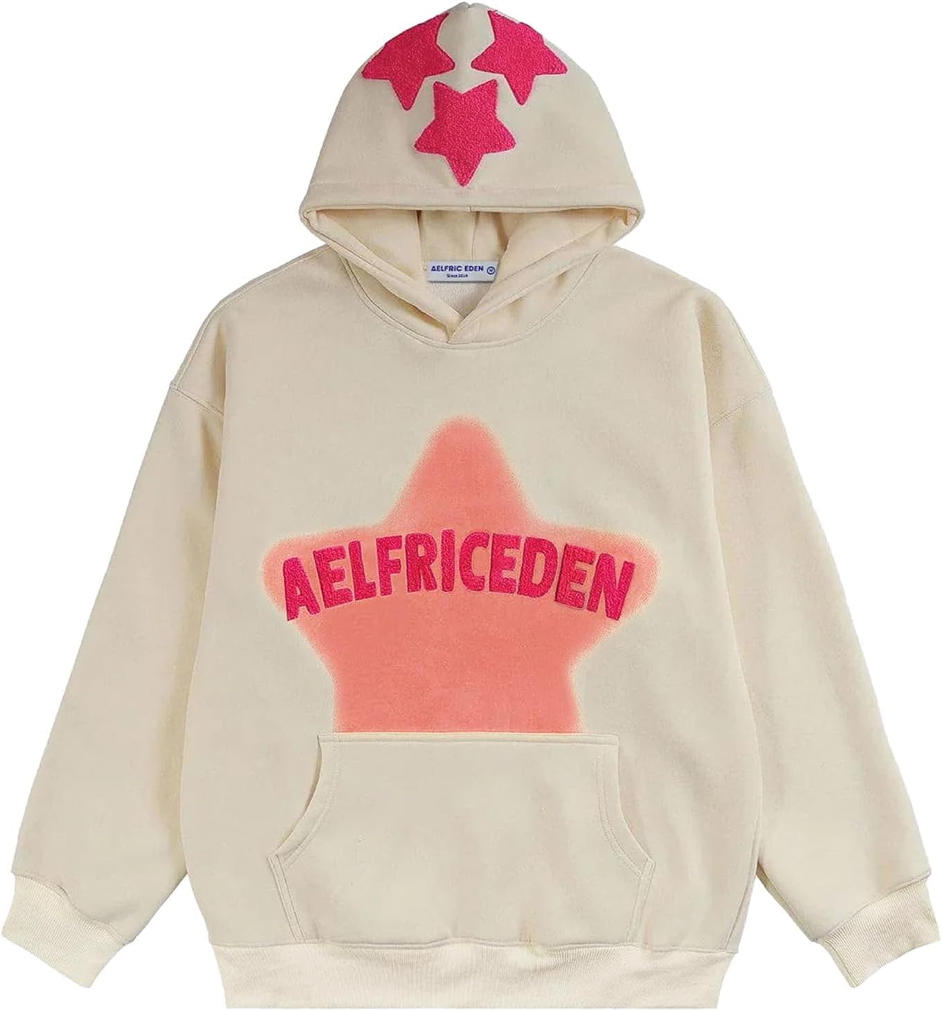 Aelfric Eden Womens Graphic Hoodies Pink Star Print Hoodie Unisex Oversized Hood...