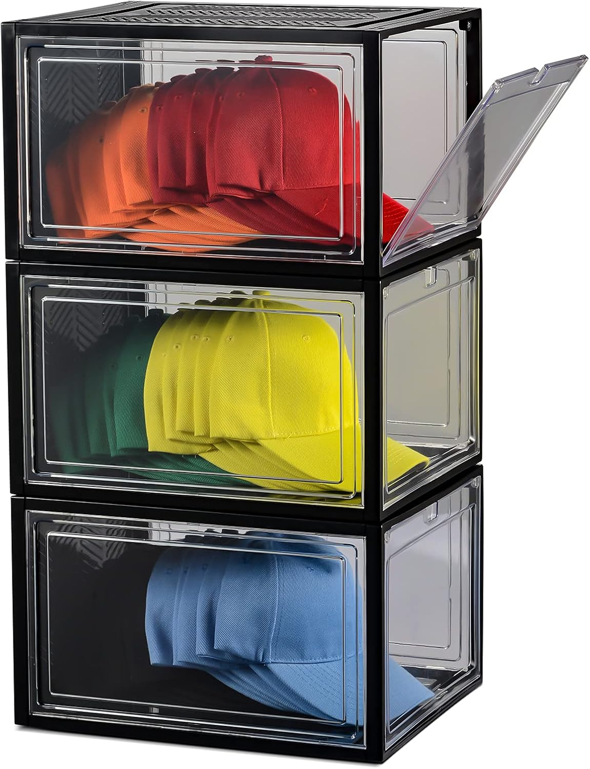 Hat Organizer Box, High-Quality Plastic Hat Storage with Magnetic Door, Special...