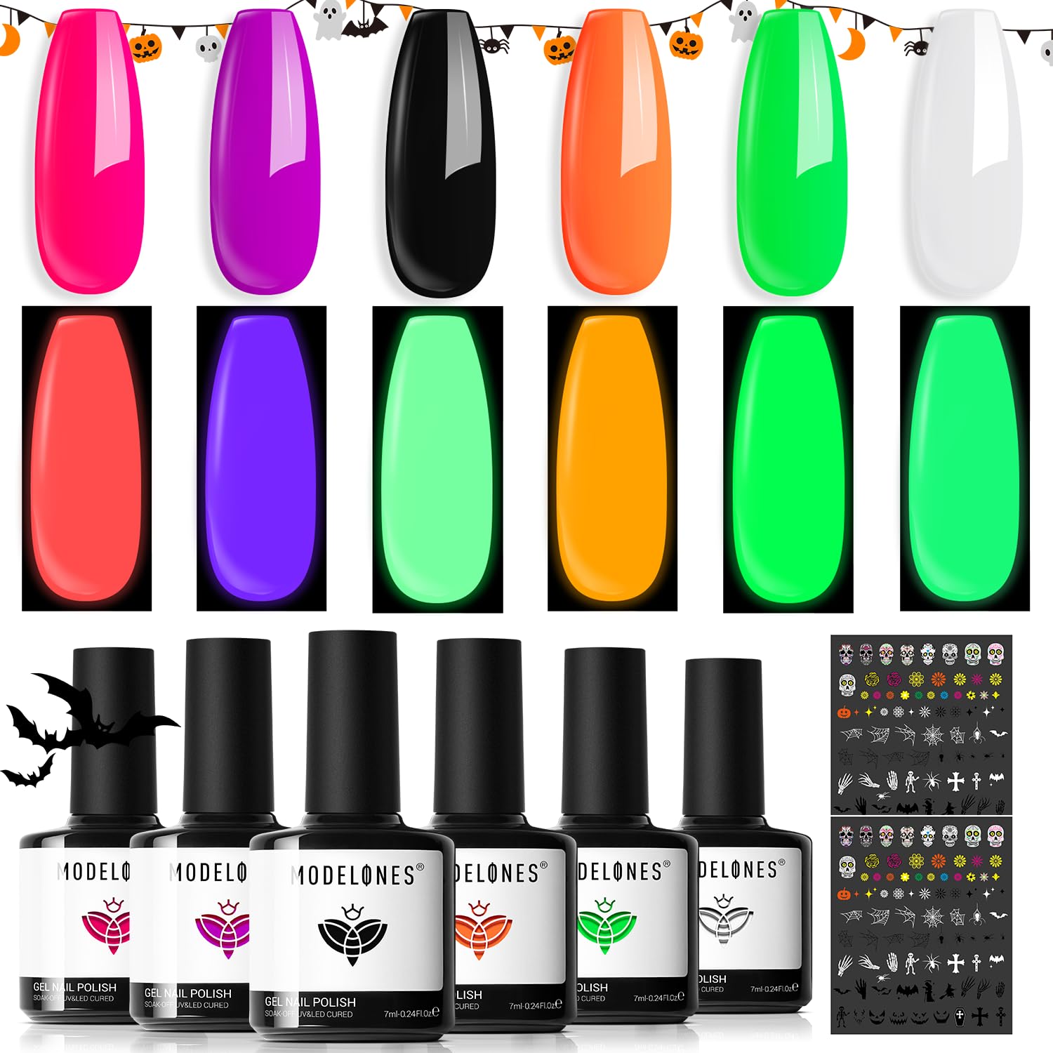 modelones Gel Nail Polish Set, Special Gel Polish for Halloween with 6 Colors Ho...