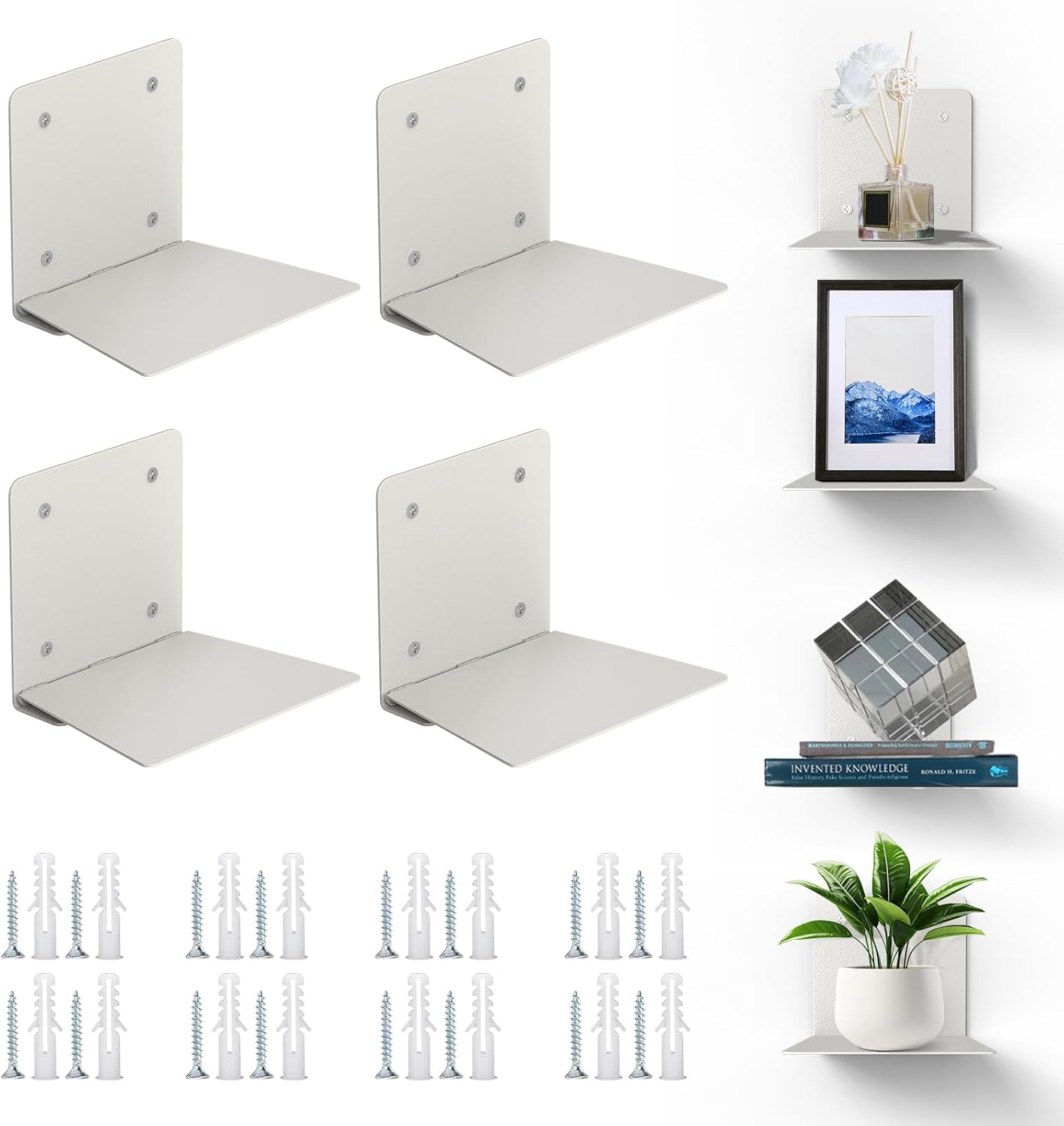 Eapele Floating Book Shelves for Wall, Steel Constructed Hidden Bookshelf with M...