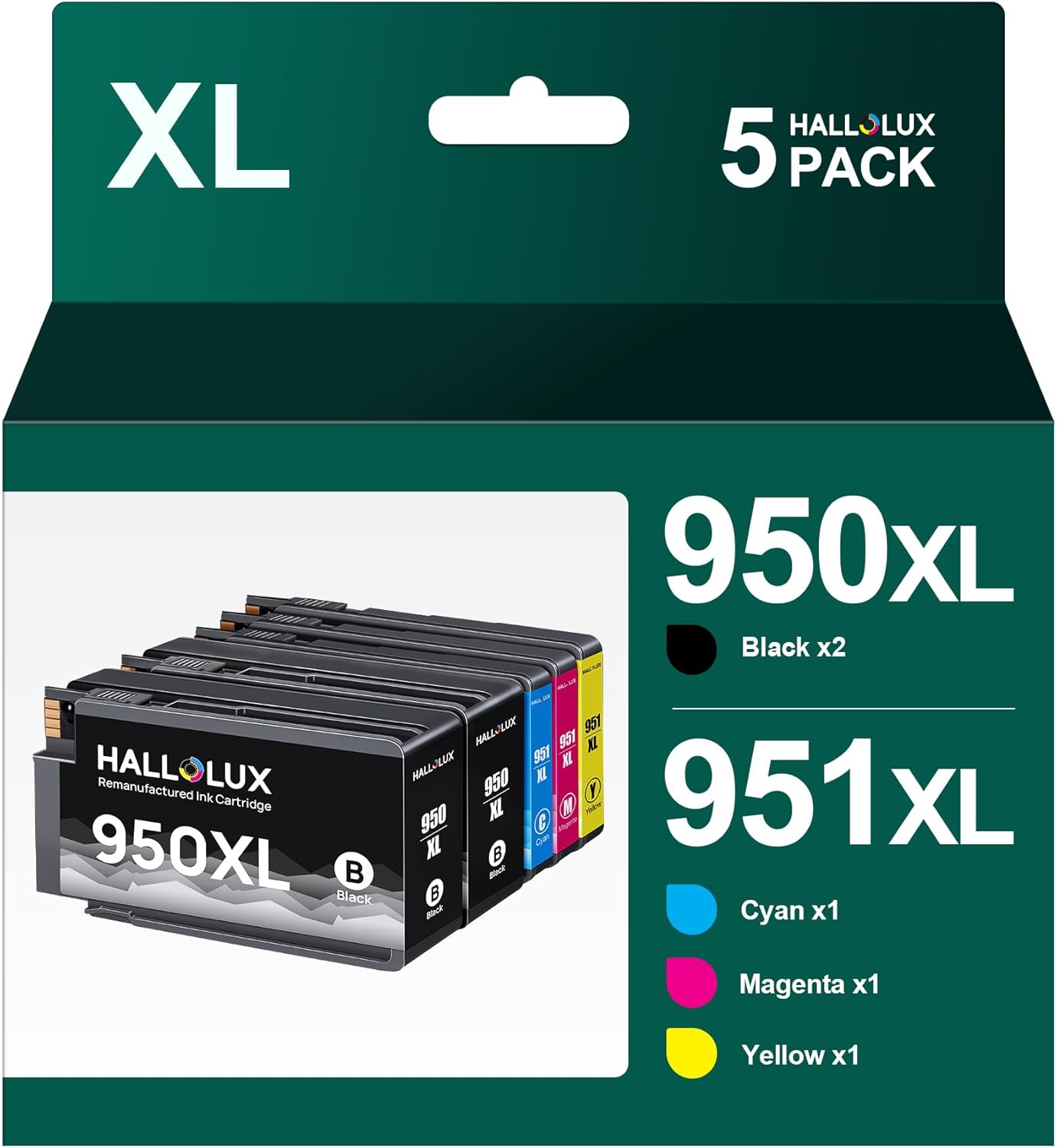 HALLOLUX 950XL 951XL Ink Cartridges Combo Multipack Replacement for HP 950 951 X...