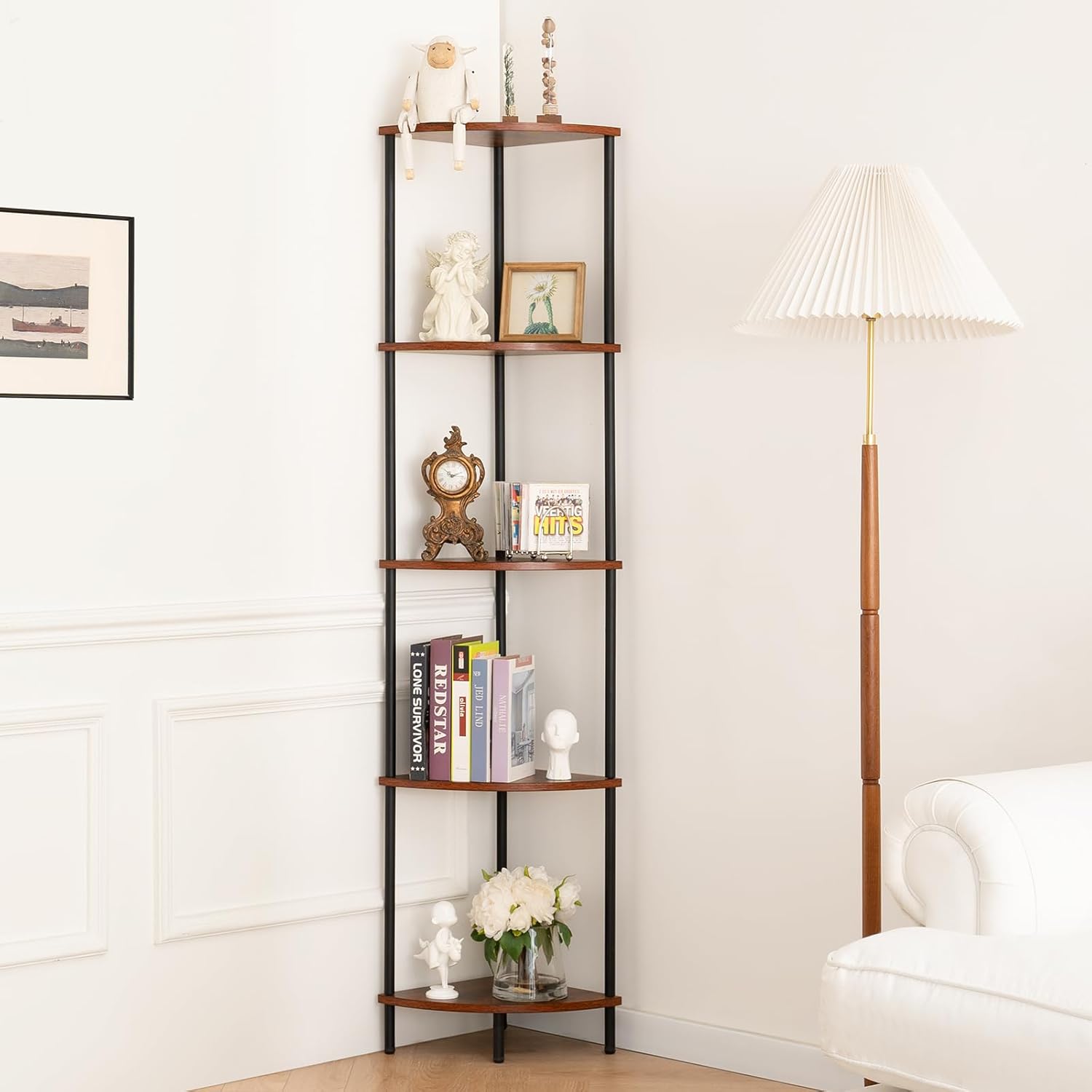 Yoobure Corner Shelf Stand, 5-Tier Corner Bookshelf, Tall Corner Shelves for Bed...