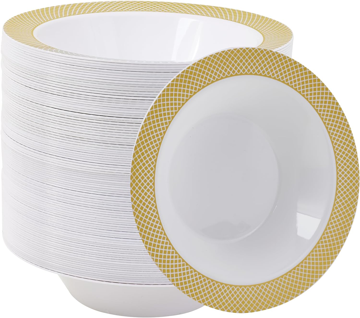 JOLLY CHEF 100 Disposable Plastic Bowls, Special Heavy Duty Dinner Bowls, Innova...