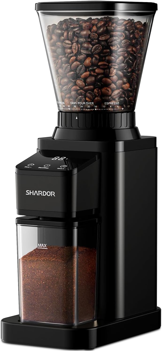 SHARDOR Conical Burr Coffee Grinder Electric with Electronic Precision Timer, Co...