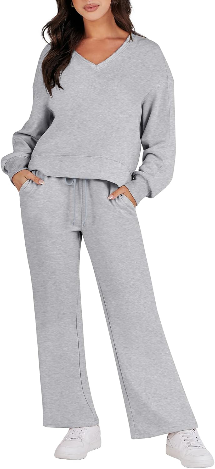 Caracilia Women's 2 Piece Outfits, Special Long Sleeve Oversized Sweatshirt, Inn...