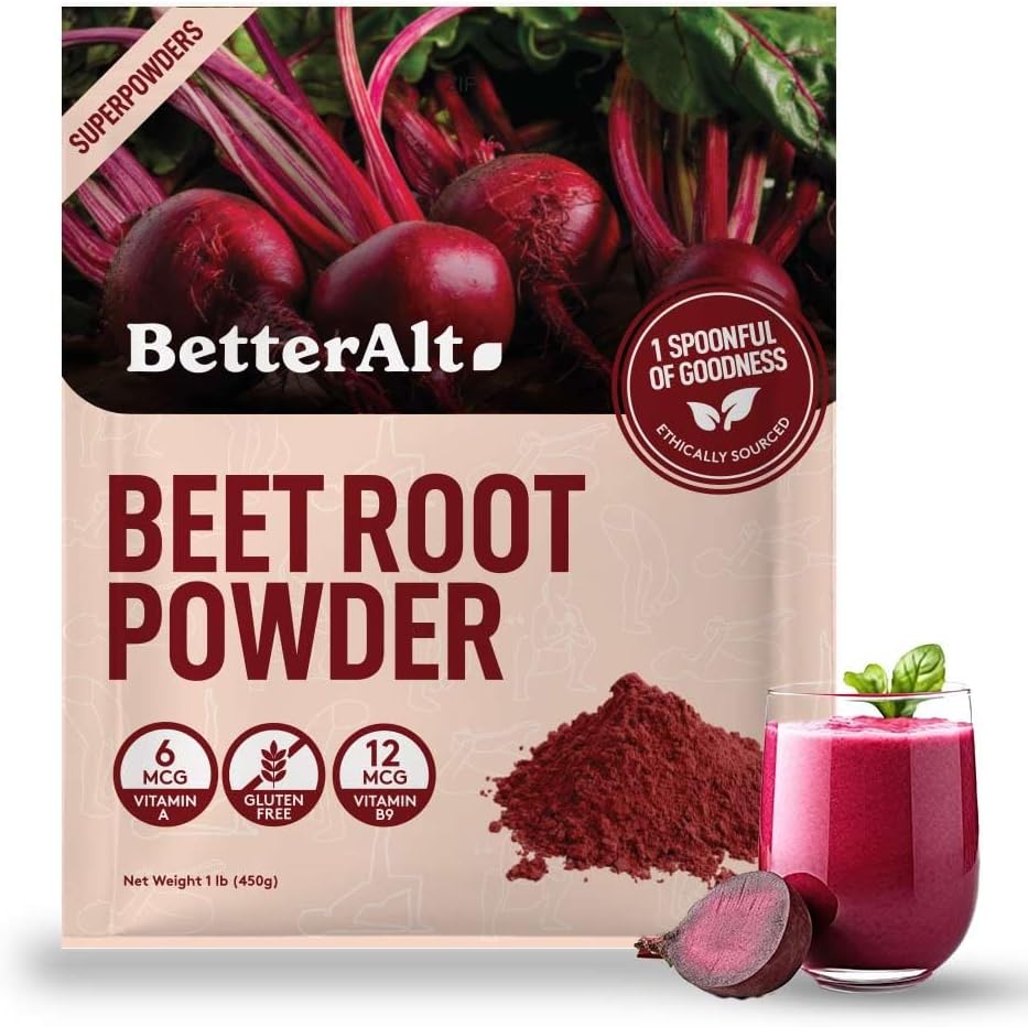 Beet Root Powder, High-Quality Beet Juice Powder, 100% Natural Nitric Oxide Boos...