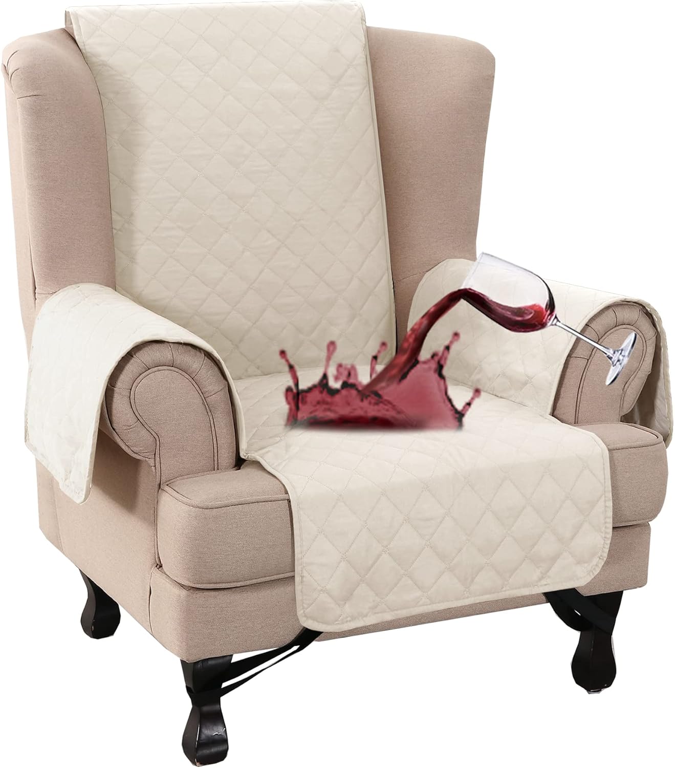 Turquoize Wing Chair Cover, Special 100% Waterproof Wing Armchair Slipcover, Inn...