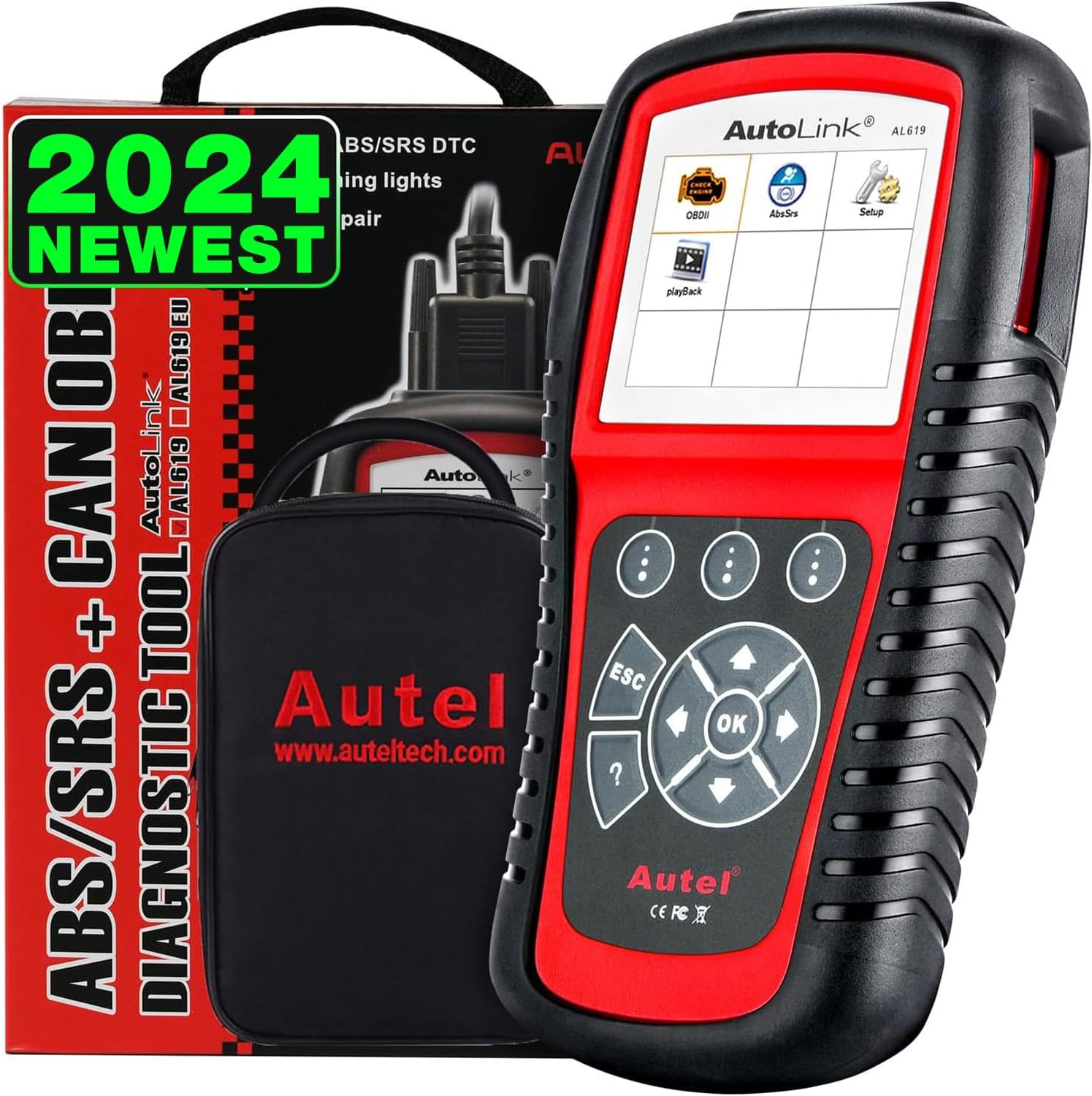 Autel AutoLink AL619 Scanner, 2024 ABS SRS Airbag Warning Light Diagnostic Scan...