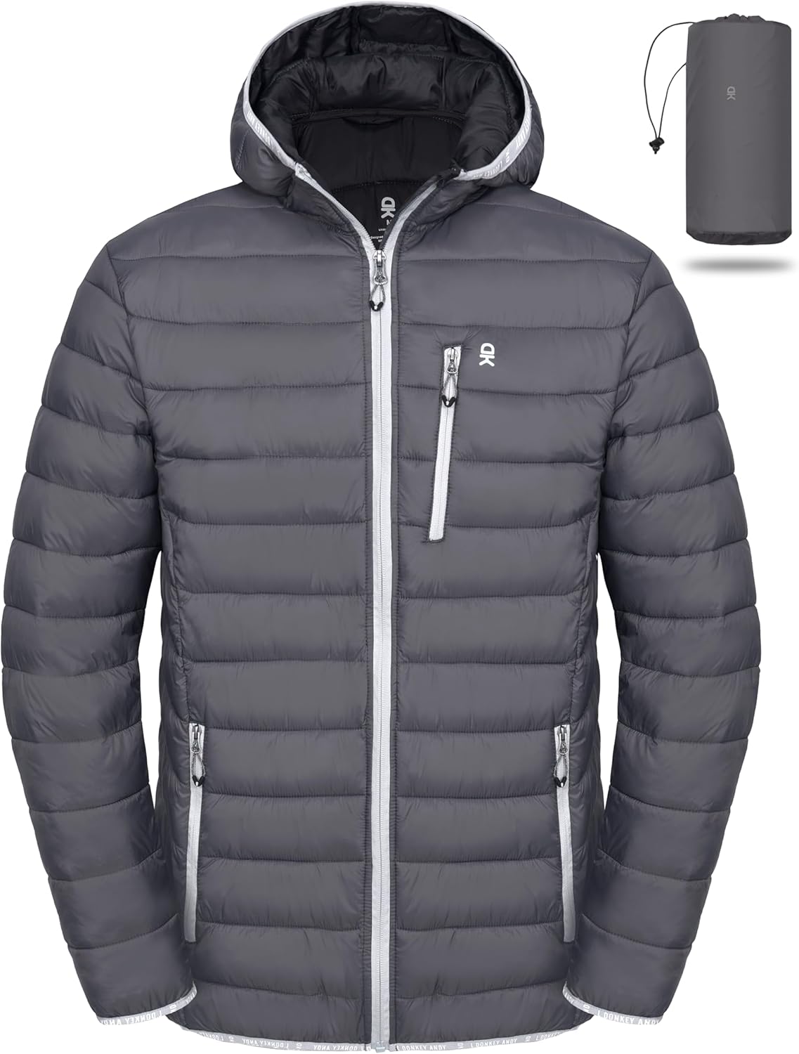 **Best Little Donkey Andy Men's Packable Jacket, Lightweight Hooded Windproof Wi...