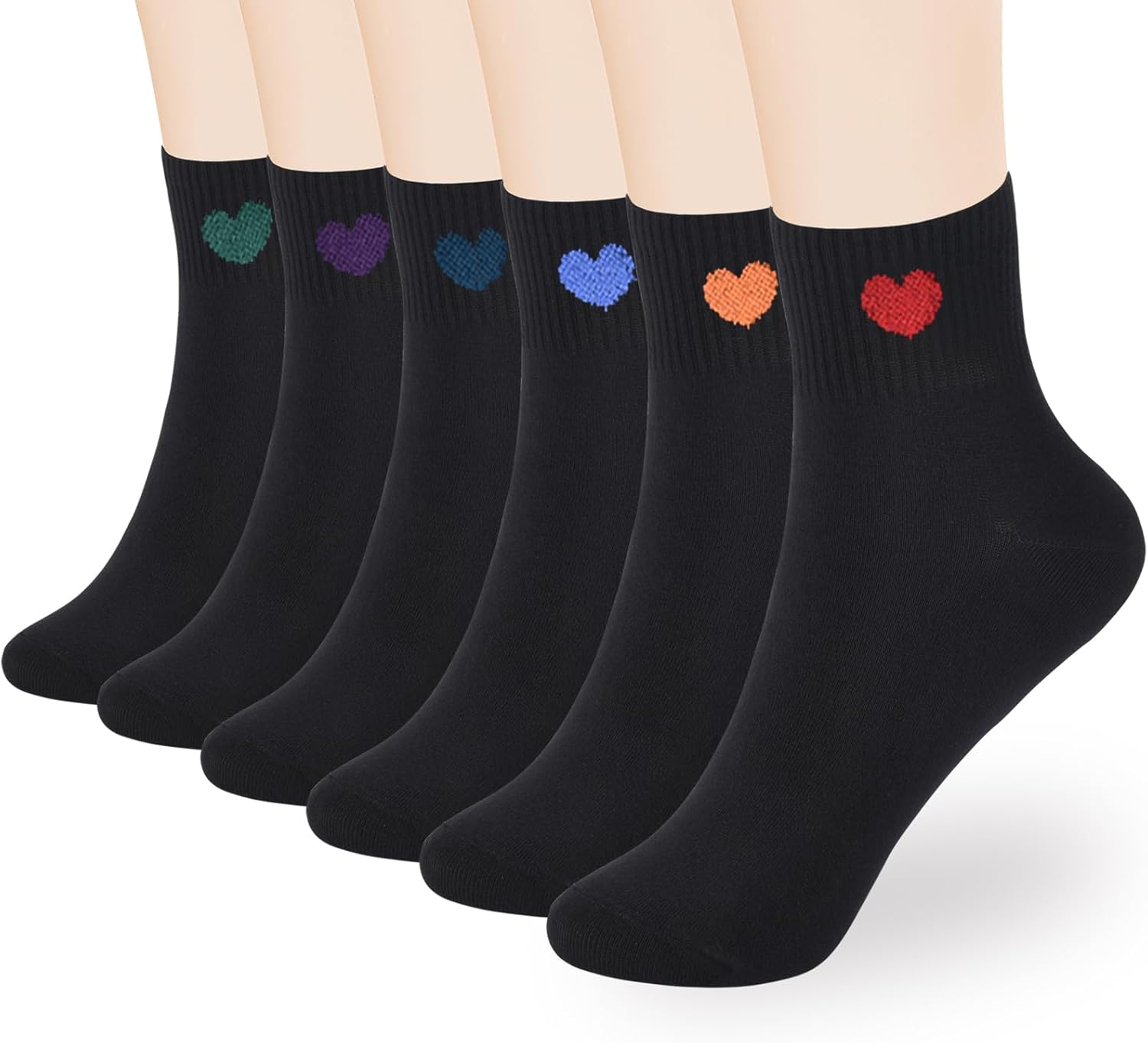 Women's Thin Cotton Socks, Soft Above Ankle Crew Socks 6-Pairs, Special Cute Fun...