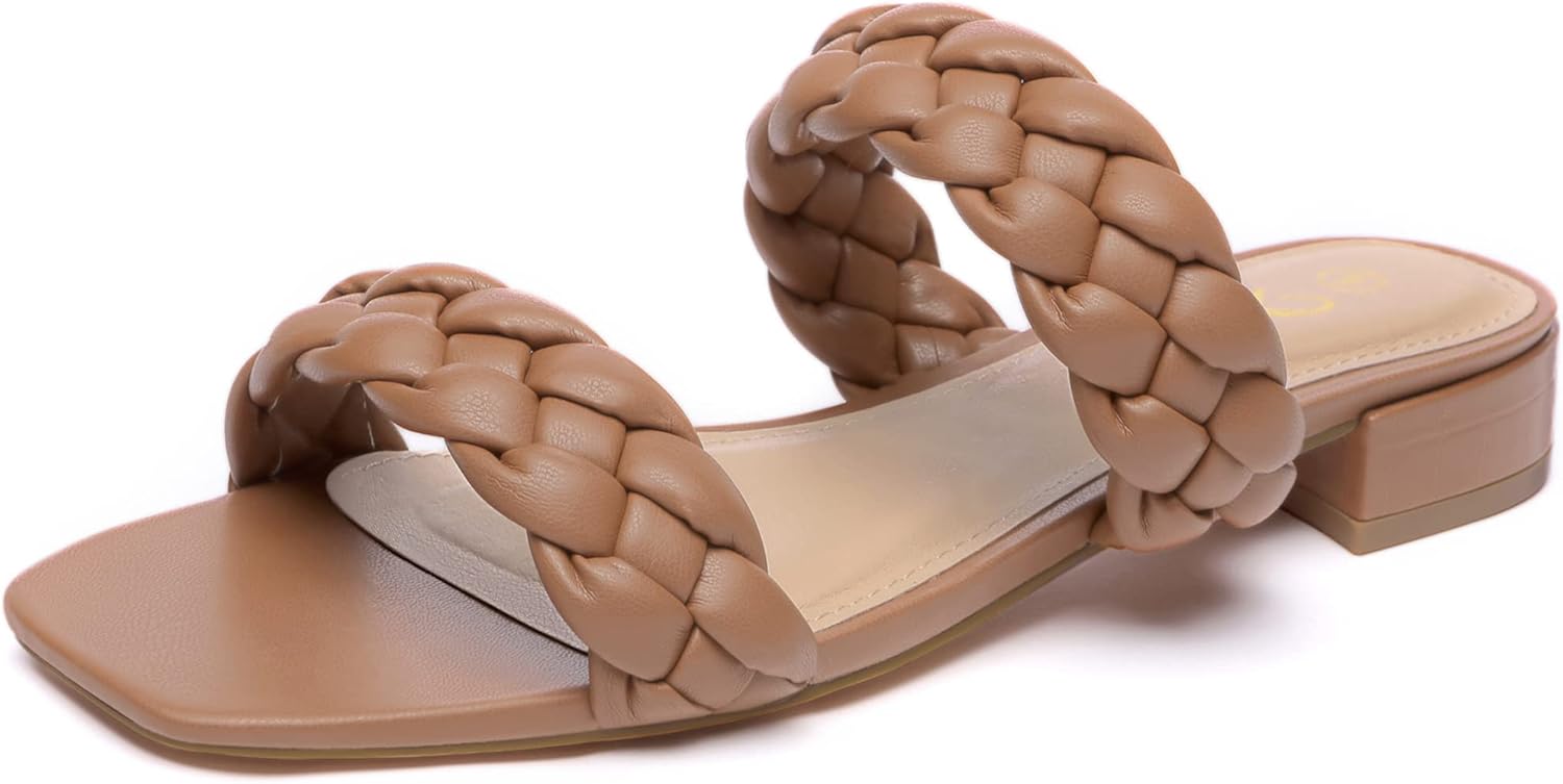 Athlefit Women's Sandals, Special Square Open Toe Braided Sandals, Innovative Sl...