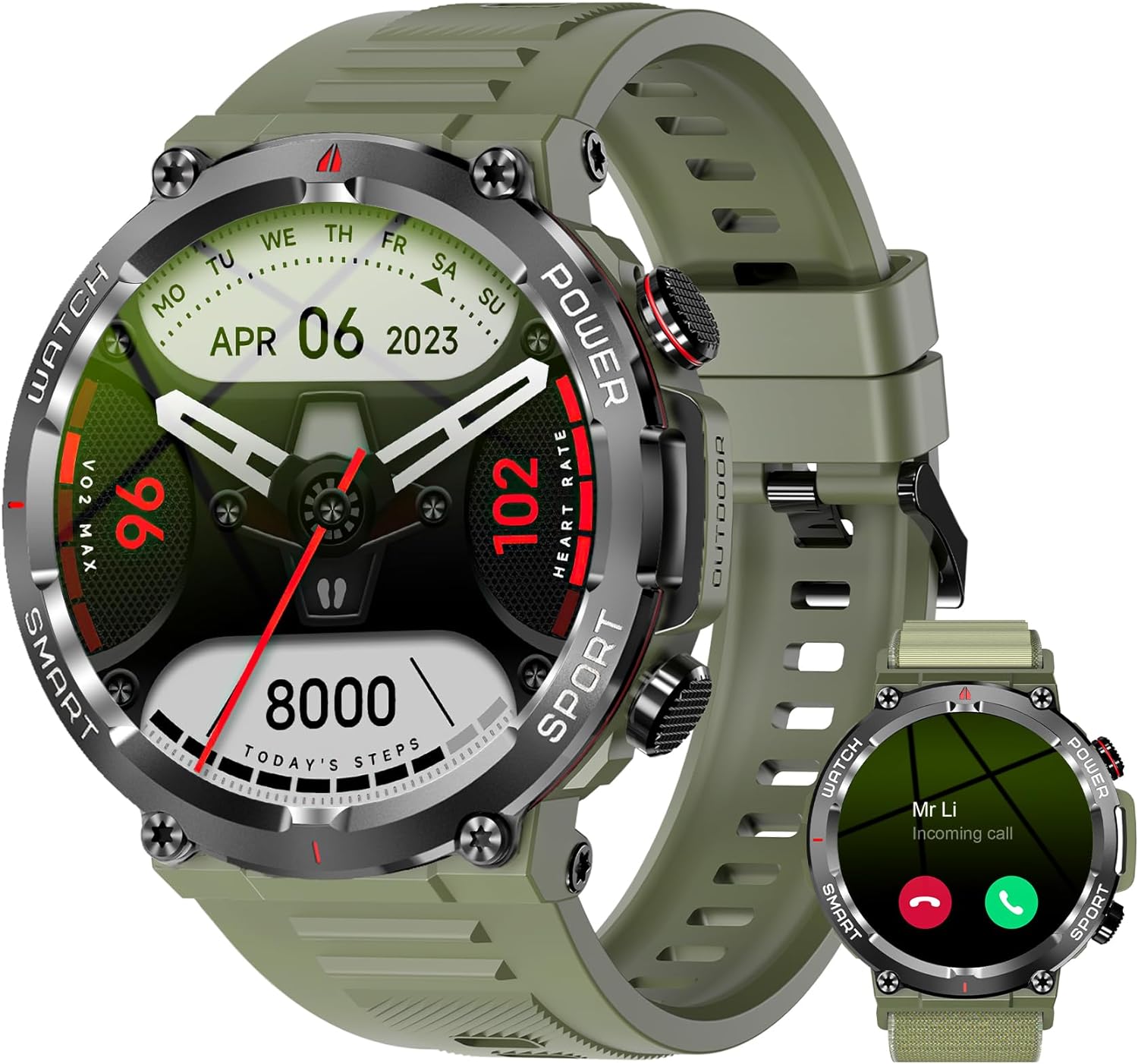 IOWODO Men's Smart Watch, Fitness Watch Bluetooth Calling (Answer/Make Calls), M...