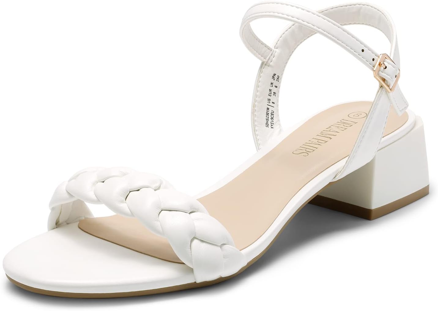 DREAM PAIRS Women's Low Heels, Special Heels for Women with Braided Open Toe, In...