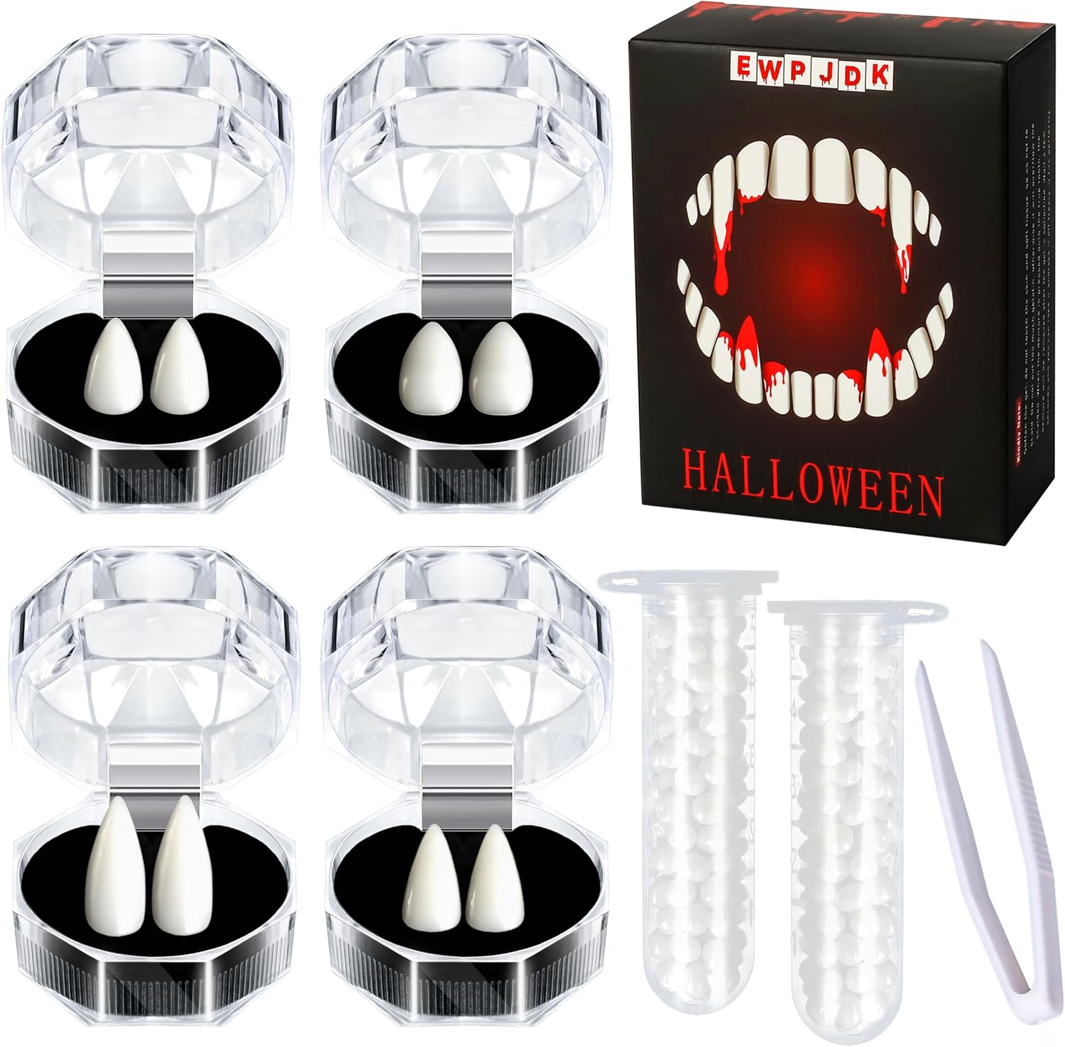 Vampire Teeth 4 Sizes Halloween Decorations Party Cosplay Props 4 Pairs Vampire...