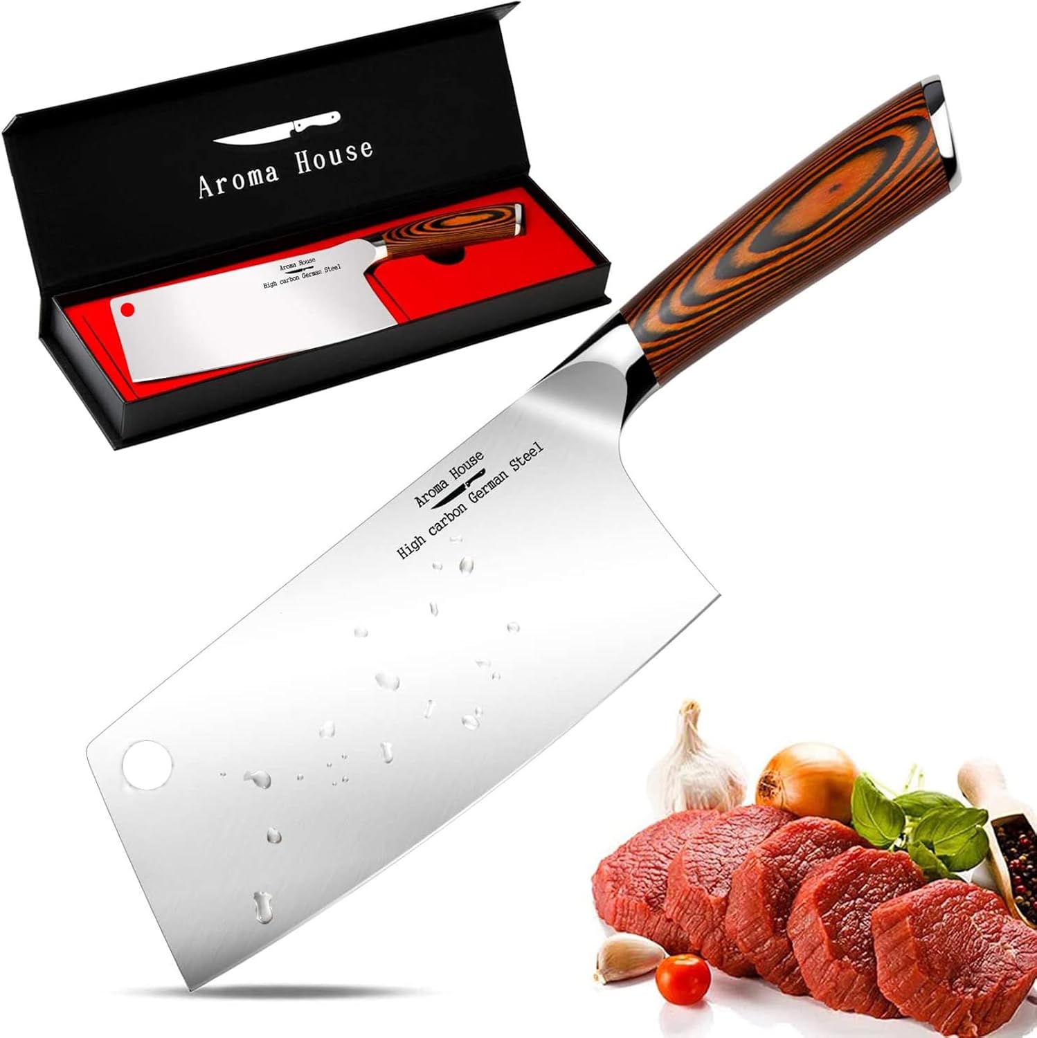 Cleaver Knife, Ultra Sharp Butcher Knife, High-Quality Meat Cleaver, 7 Inch Germ...