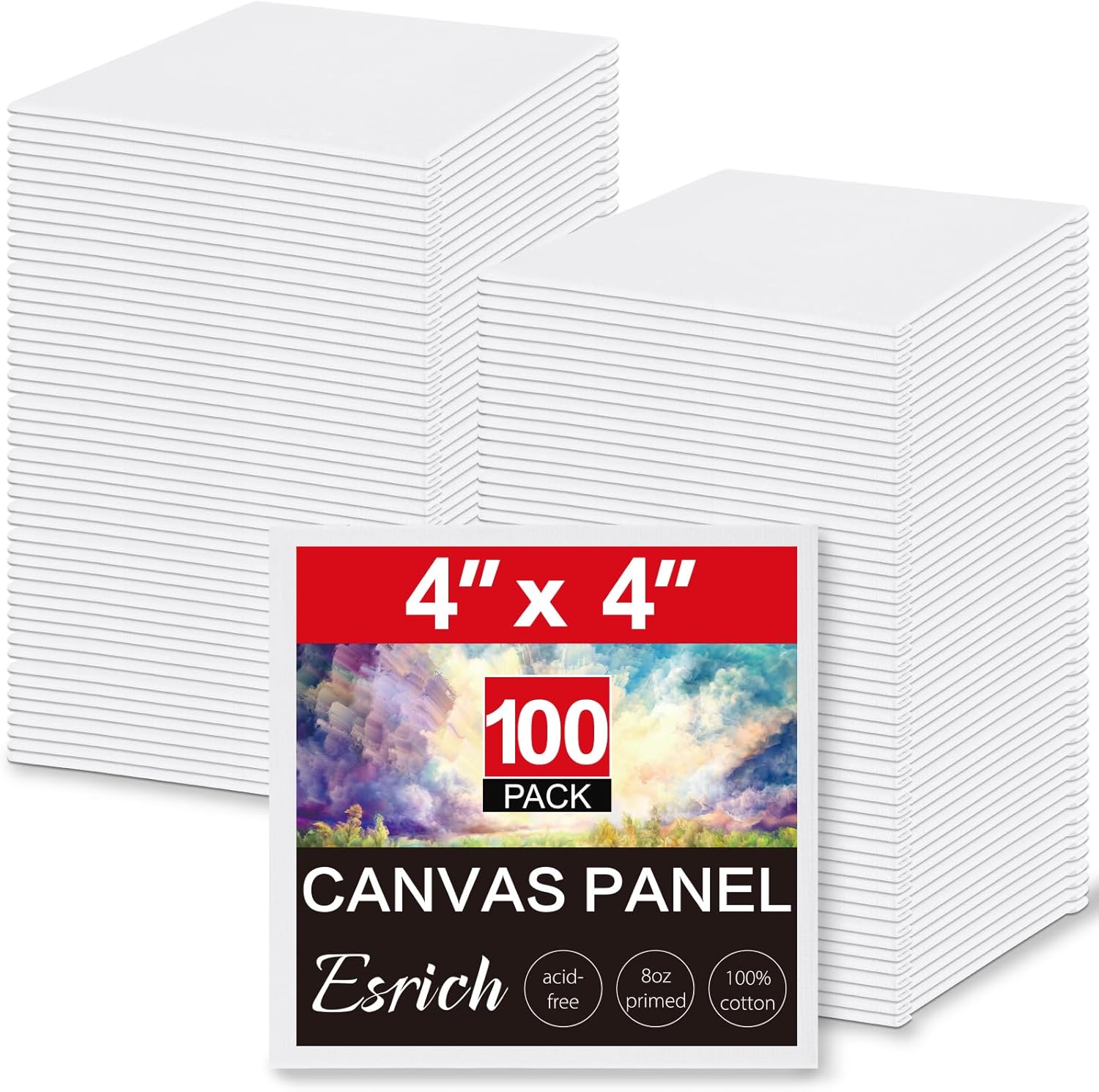 ESRICH Canvas Boards for Painting, 100 Pack Canvases for Painting 4x4 100% Cotto...