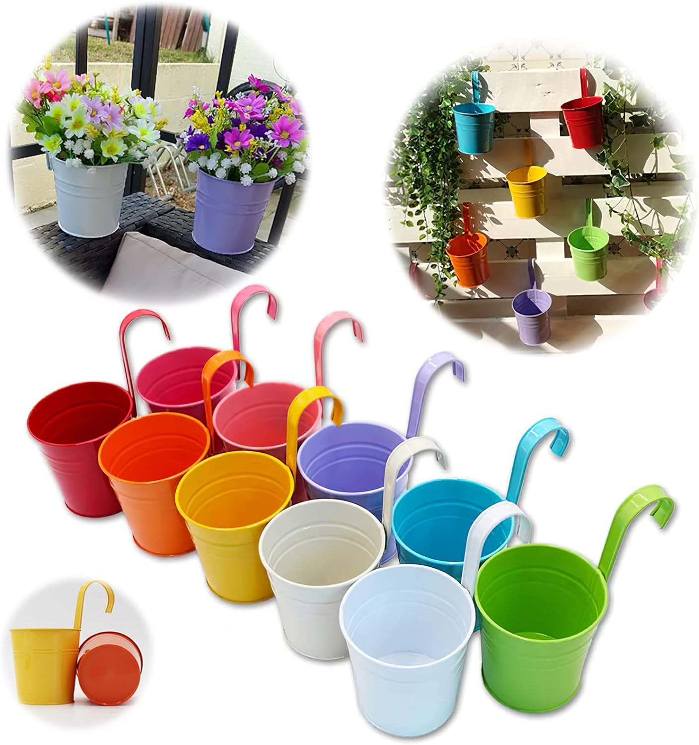 GIOVARA Metal Flower Pot Vase Bucket Hanging Garden Planter without Drainage Hol...