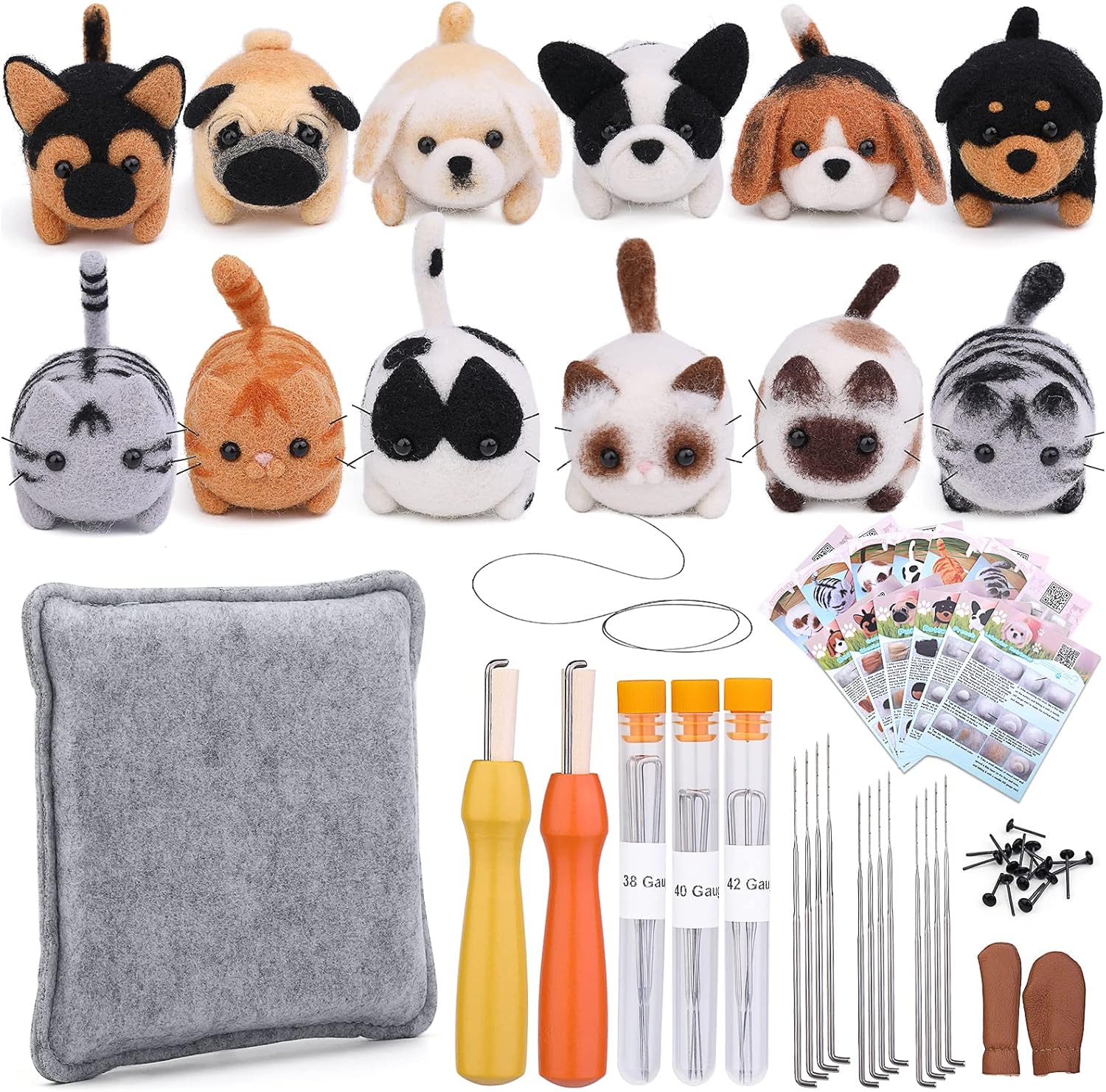 Mayboos Needle Felting Kit,12 Pieces Doll Making Wool Needle Felting Starter Kit...