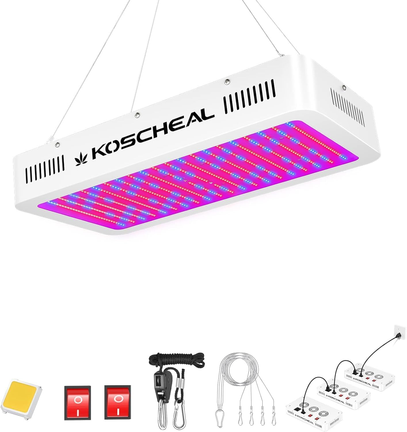 KOSCHEAL 2000W LED Grow Light Full Spectrum with S...