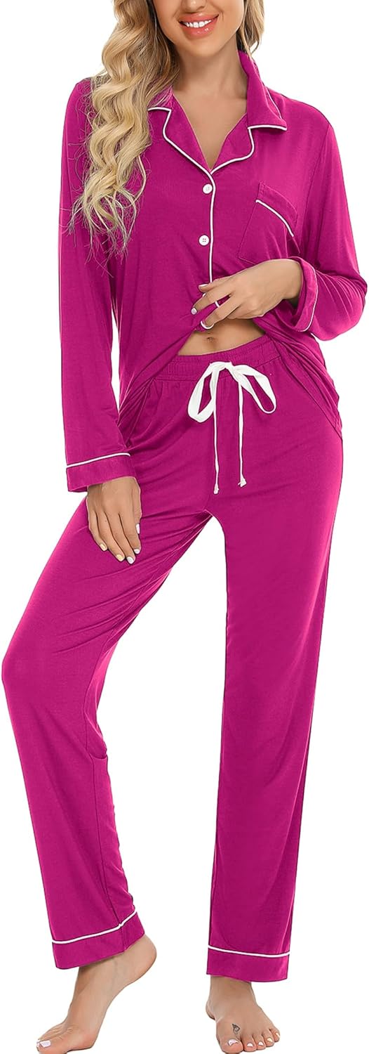 Pjmlifecoco Pajamas Set, Special Long Sleeve Womens Button Down Sleepwear, Innov...