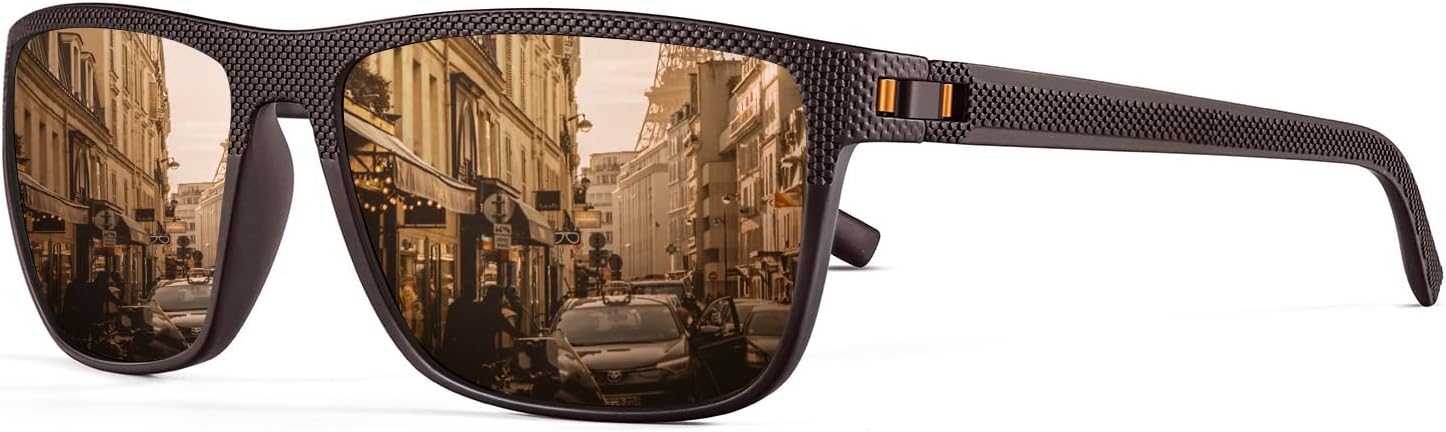 HENGOSEN Sunglasses Mens Polarised, Classic Vintage Sun Glasses, Lightweight Fra...