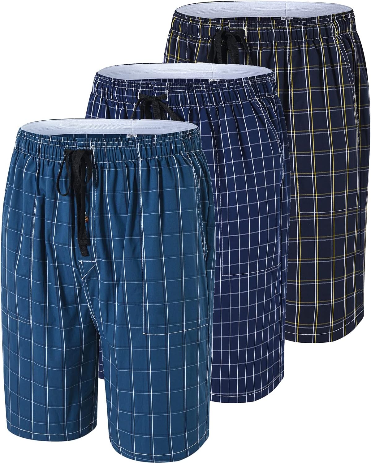 MoFiz Men's Pajama Shorts, Special Sleepwear with 3-Pack Woven Cotton, Unique Pl...