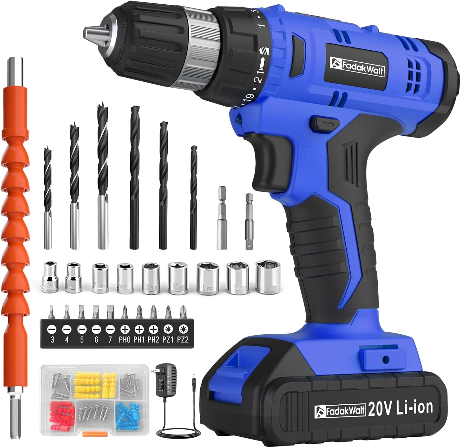 Cordless Drill Set, Special 20V Electric Power Drill with Battery and Charger, H...