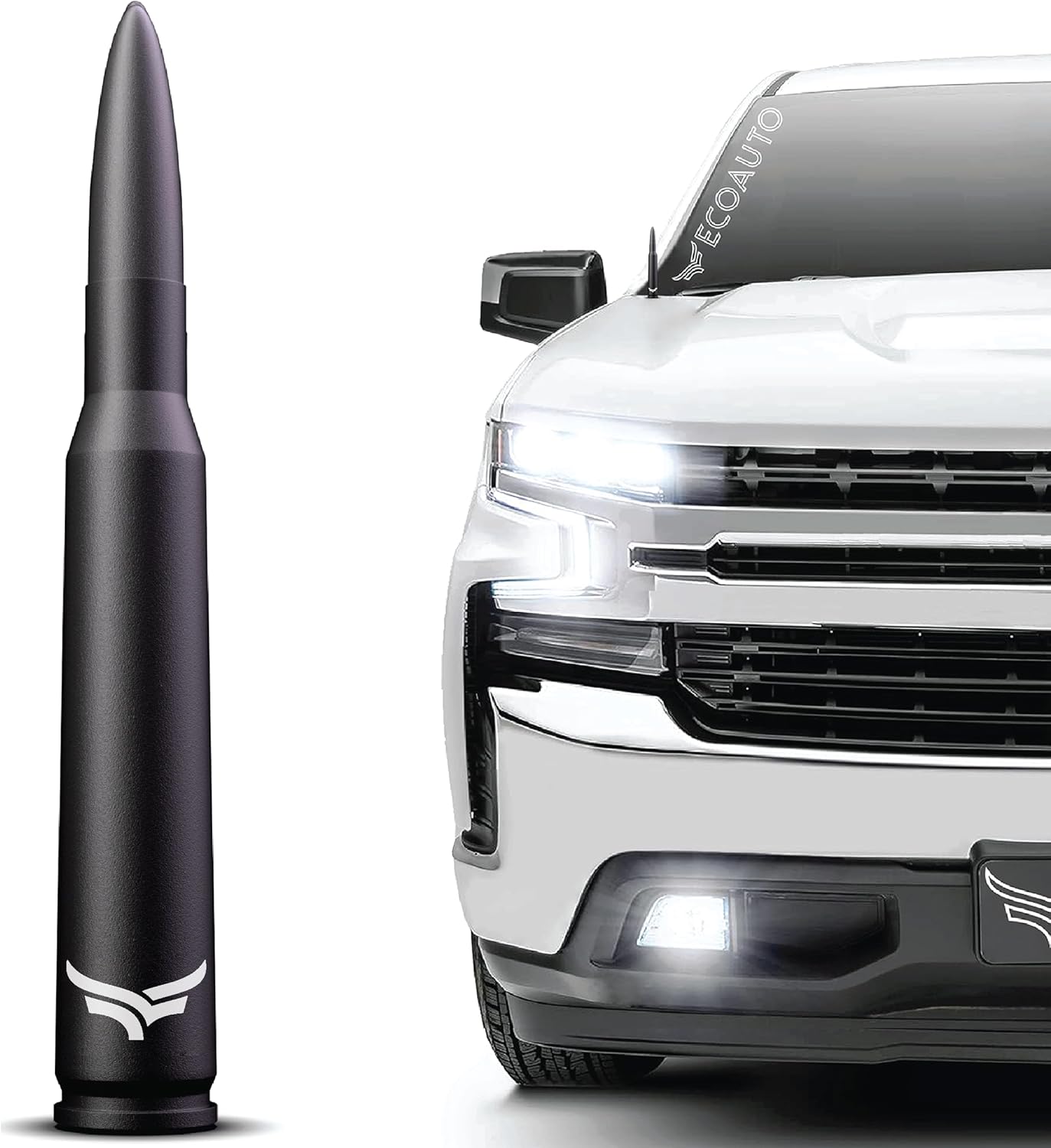 EcoAuto Badass 50 Cal Bullet Antenna Replacement Fits All Chevy & GMC Truck Mode...
