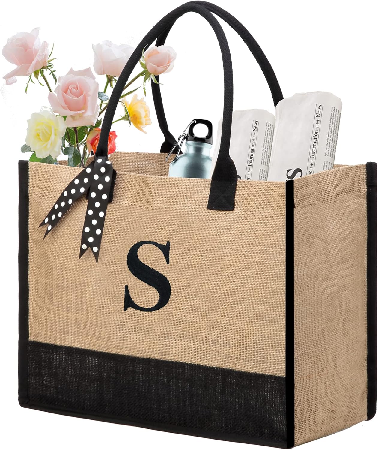 BeeGreen Monogram Jute Tote Bags, Special Tote Bag for Women, Personalized Tote...