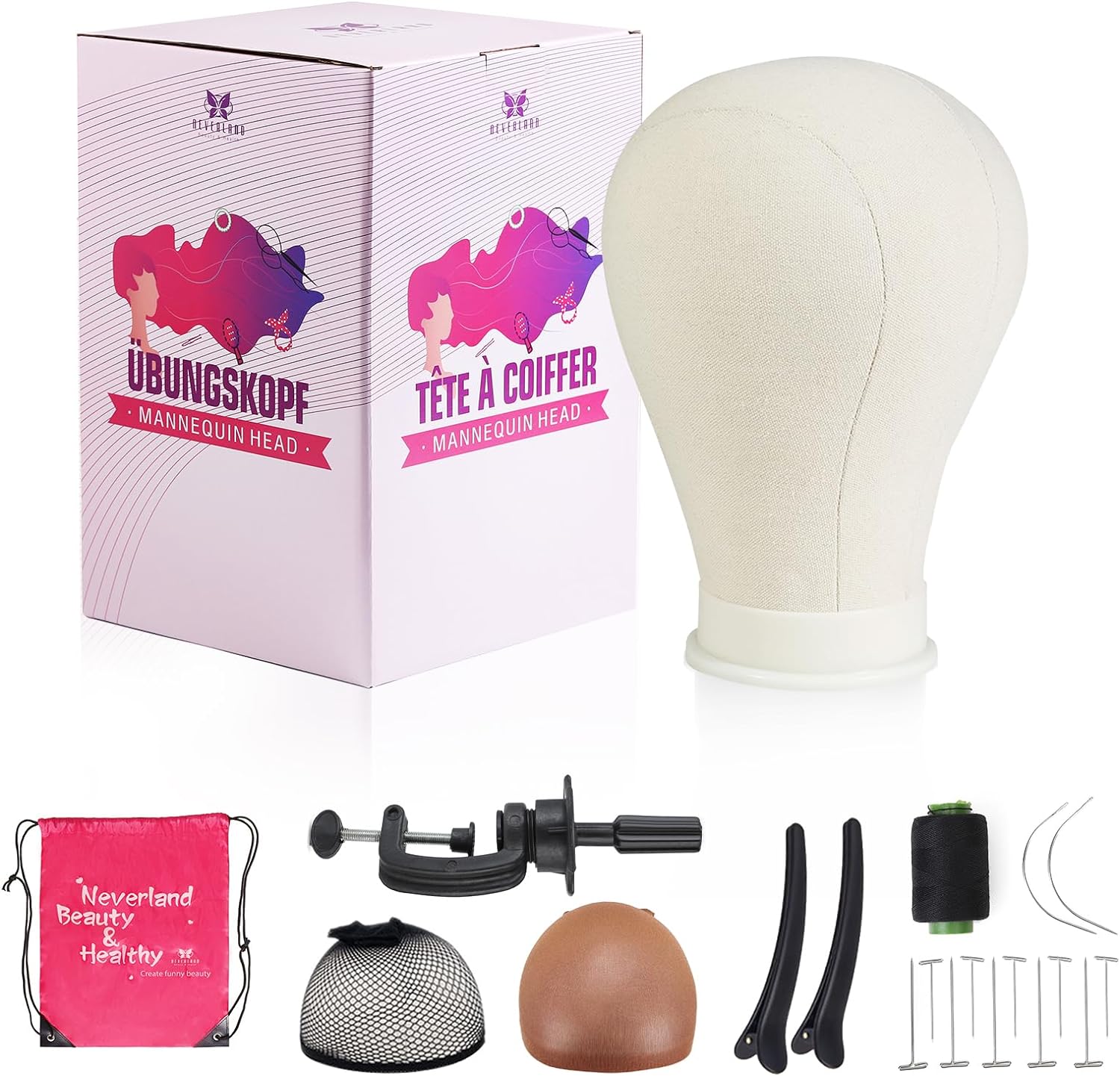 Neverland Beauty & Health 23 Inch Wig Head,Canvas Mannequin Head for Wigs,Maniki...