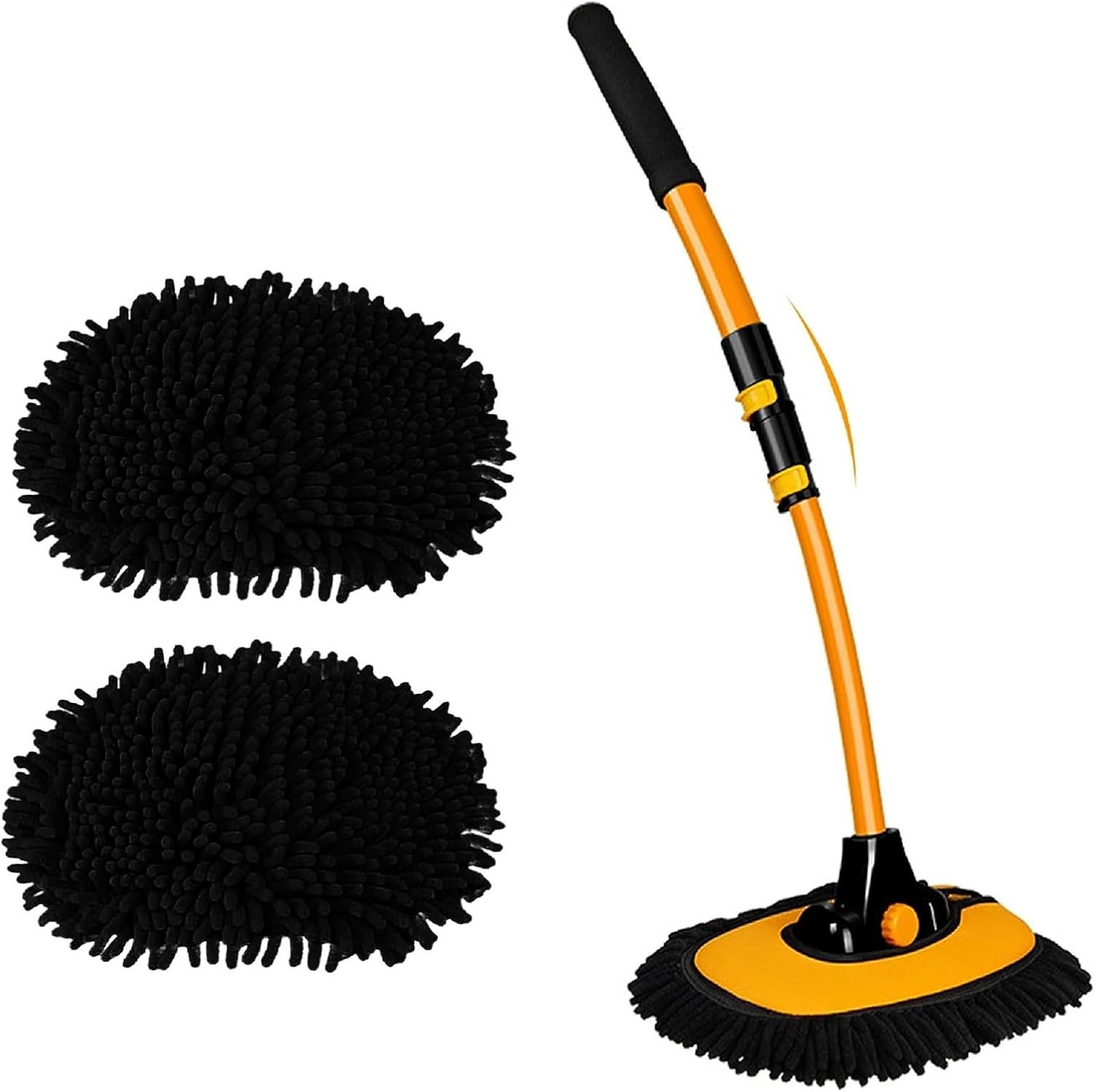 Koksi Car Cleaning Brush, Microfiber Mop with Mittens Telescoping Long Handle Wa...