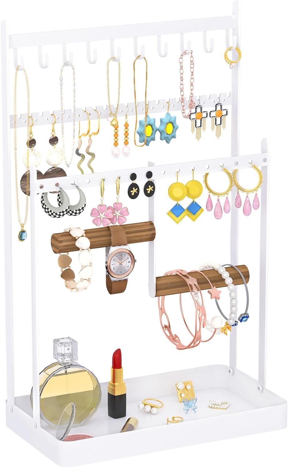 WELDUN Jewellery Stand Organiser, Earring Organiser Necklace Holder, Jewellery D...