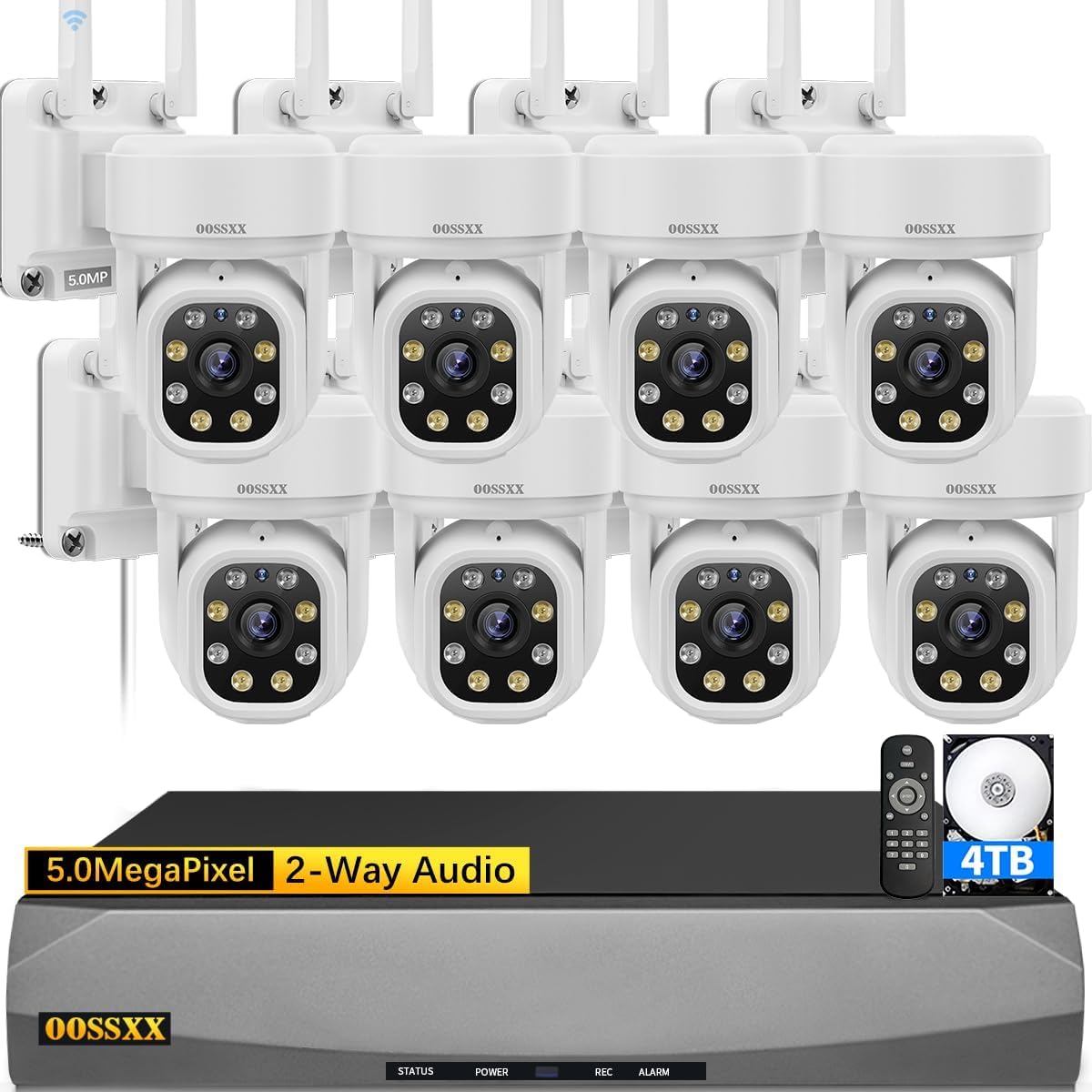 (Auto-Tracking & 2-Way Audio) WiFi PTZ Outdoor Security Camera System Pan 5MP Wi...