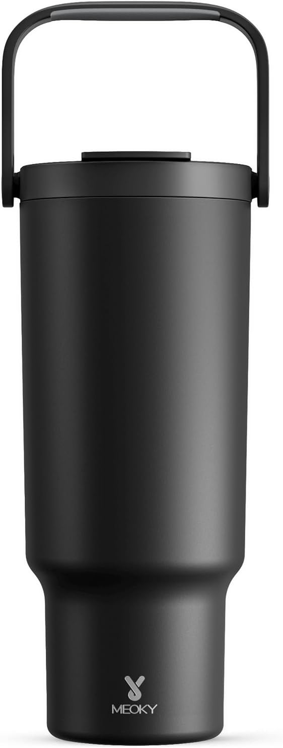 Meoky 40 oz Tumbler with Handle and Straw, Insulated Water Bottle, Stainless Ste...